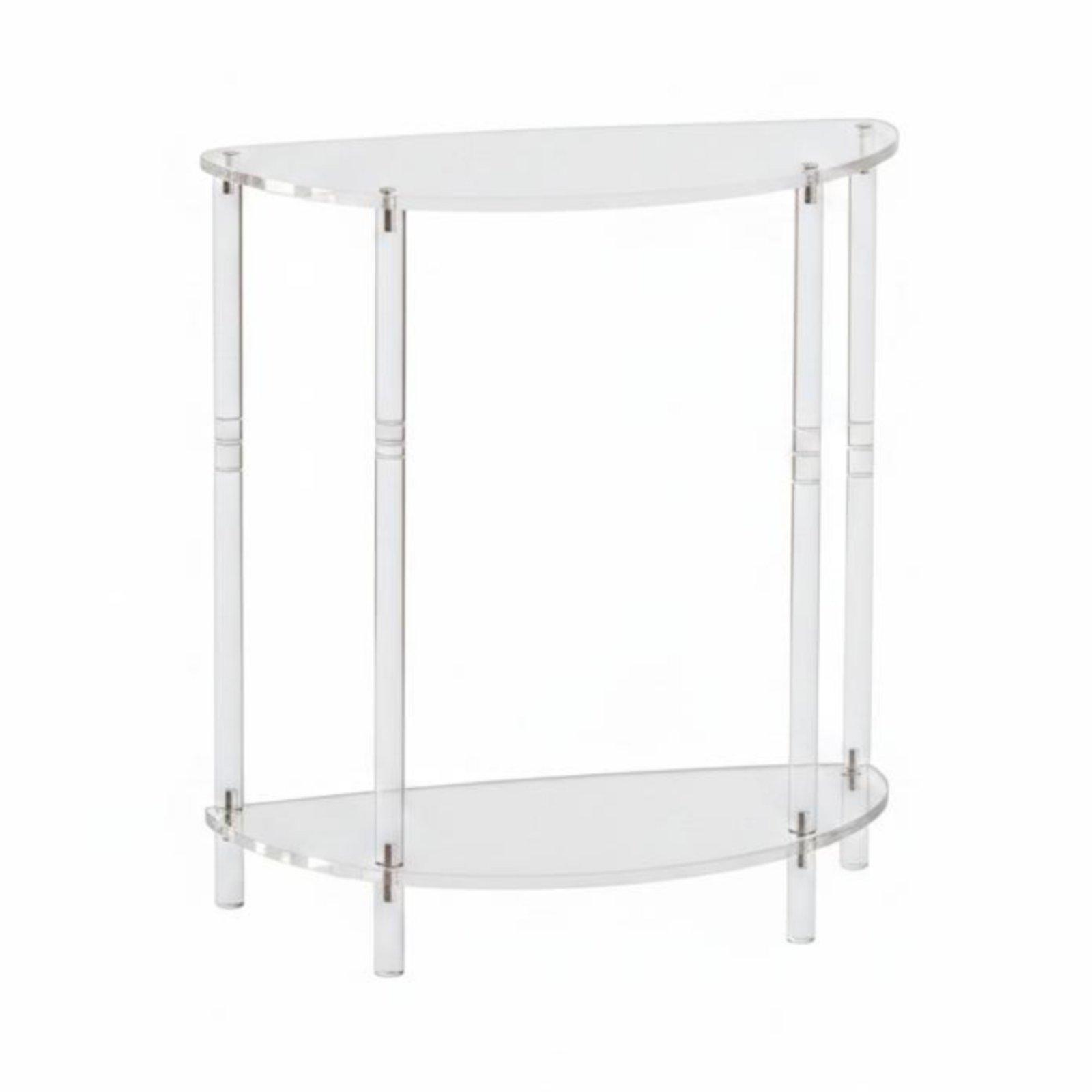 Transparent Semi Circle Side Table Minimalist Acrylic Half Semicircular Table Modern Home Furniture for Living Room, Bedroom, Balcony