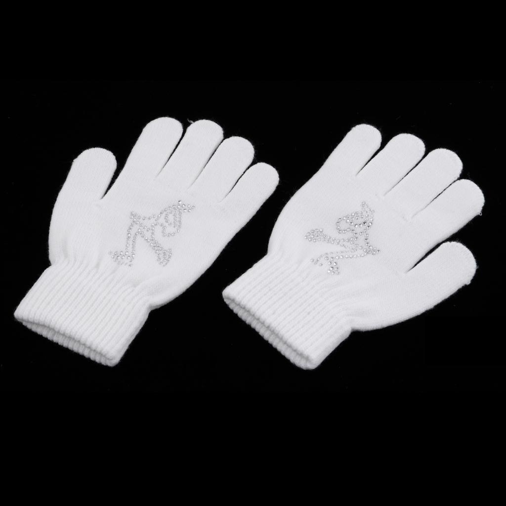 Girls Women Kids Ice Skating Gloves Magic Stretch Glove White    S