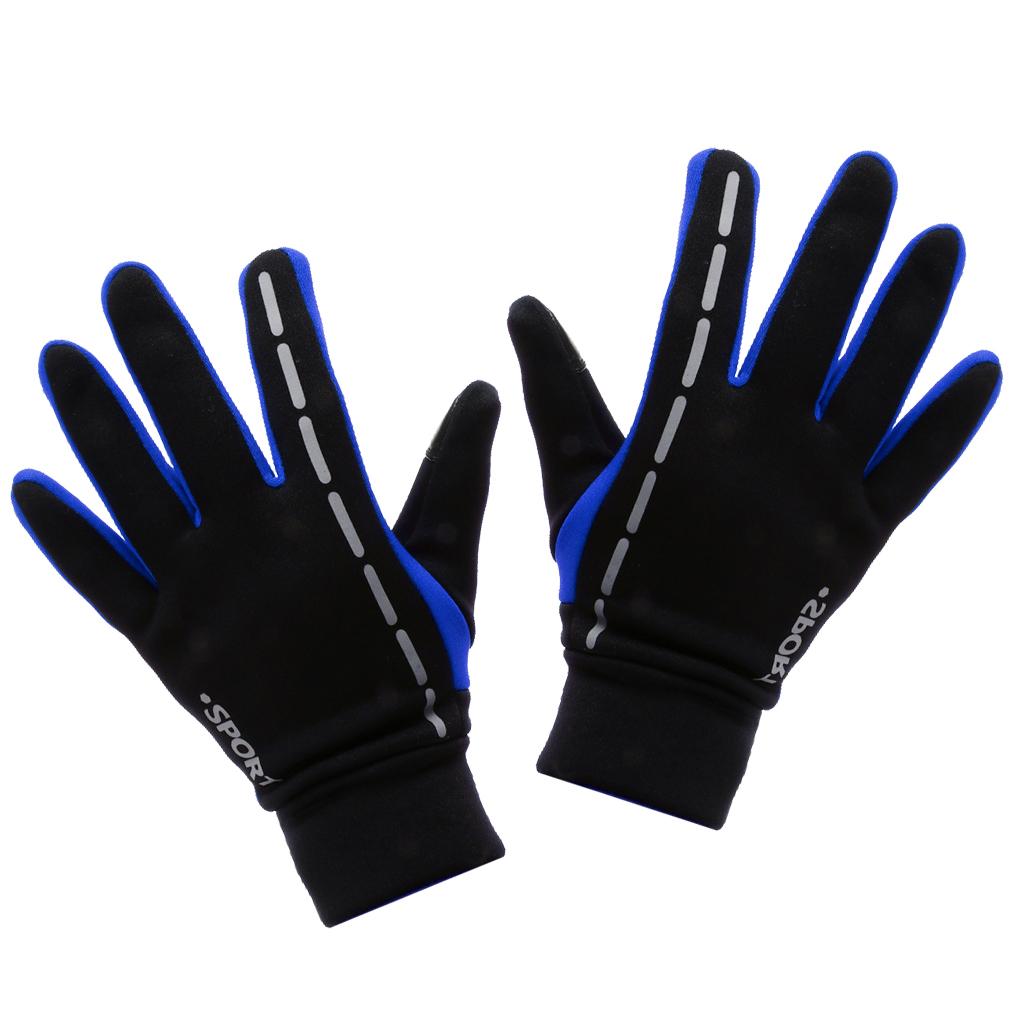 Cycling Full Finger Gloves - Waterproof, Windproof, Touch Screen L Blue