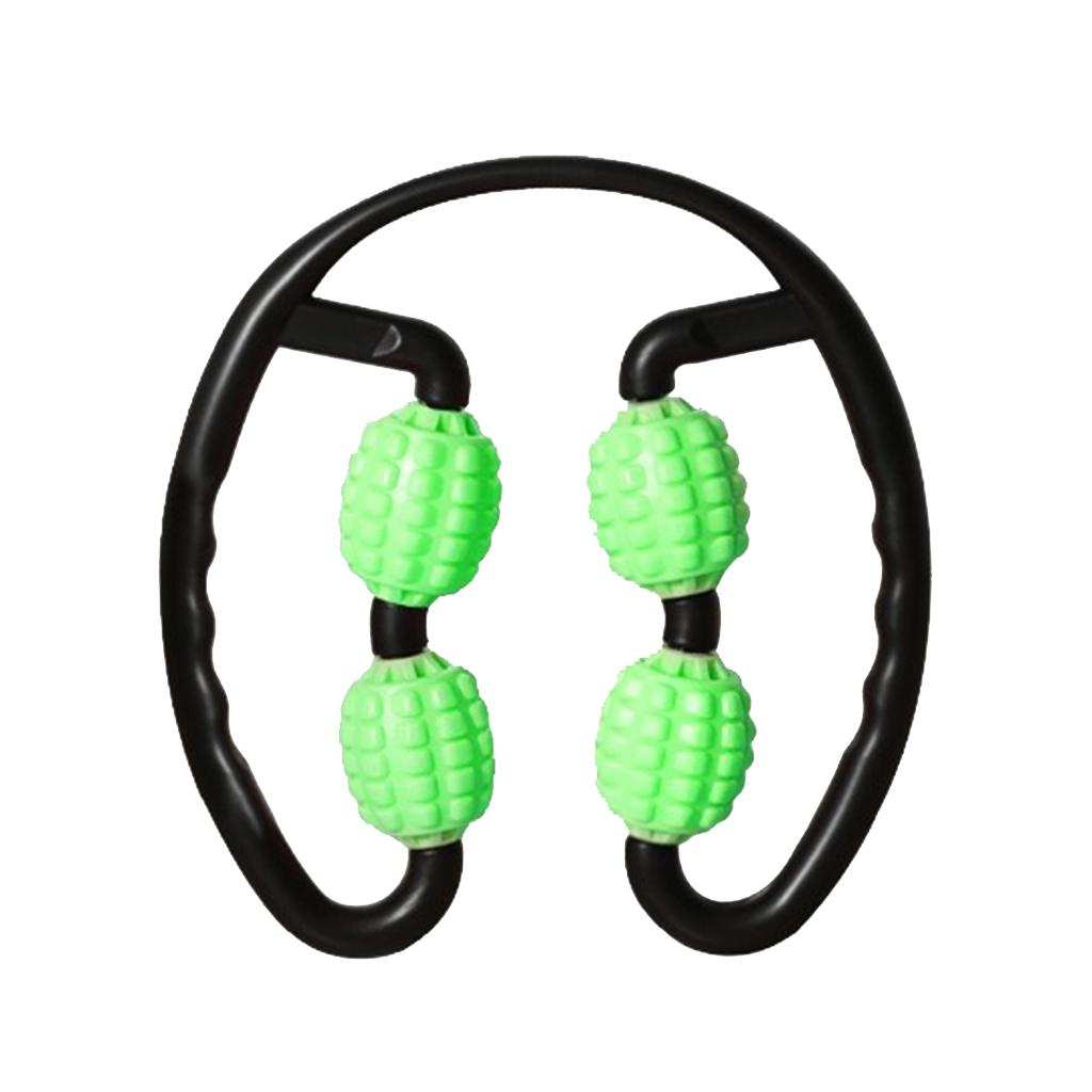4 Wheels Roller Massager Muscle Relaxer Body Shaping Yoga Sport Gear Green
