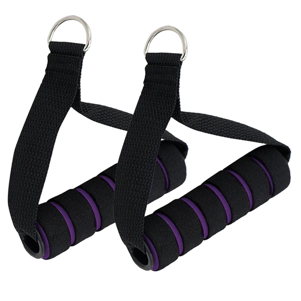 Resistance Bands Handle with Strong Nylon Strap black and  purple