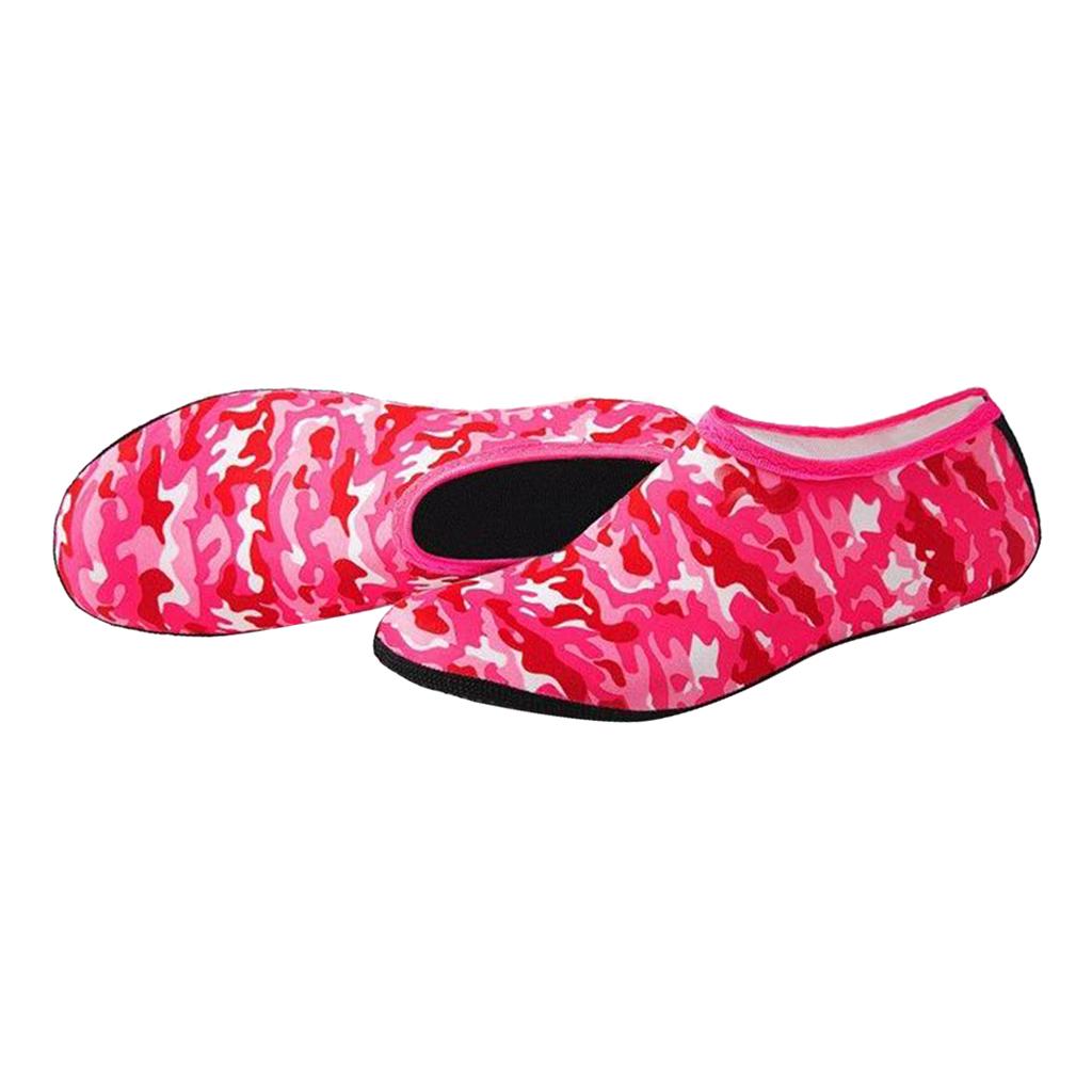 Soft Water Shoes Stretchy Aqua Socks Yoga Swim Shoe Dive Sock Camo Red XS