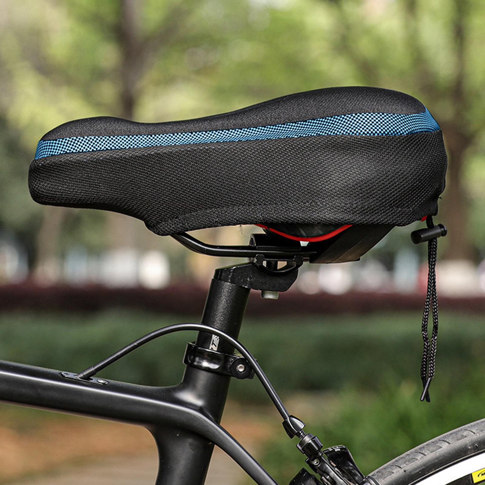 Bike Seat Cover Comfort Padding Soft Silicone Saddle Cushion Accessories Black and Blue