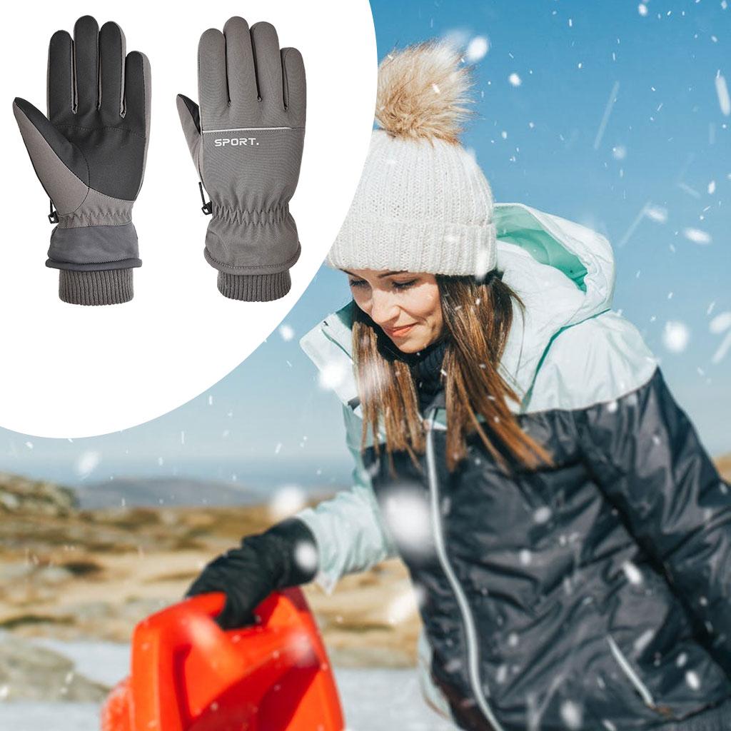 Windproof Gloves Touchscreen Thermal Fleece Sports Snowboarding HX 103 Gray