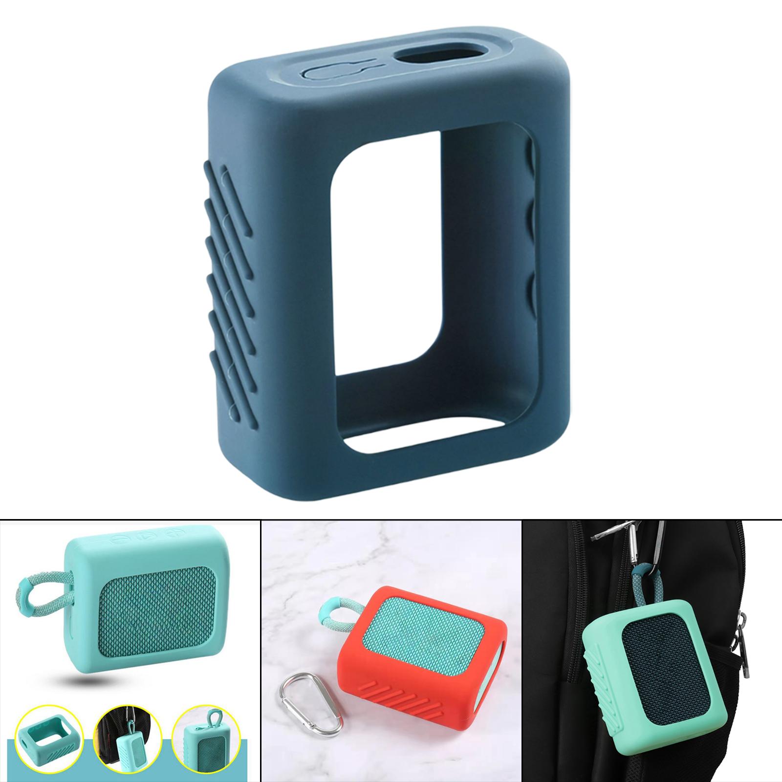 Speaker Silicone Case with Bag Hook Speaker Accessories Portable for Go3 Dark Blue