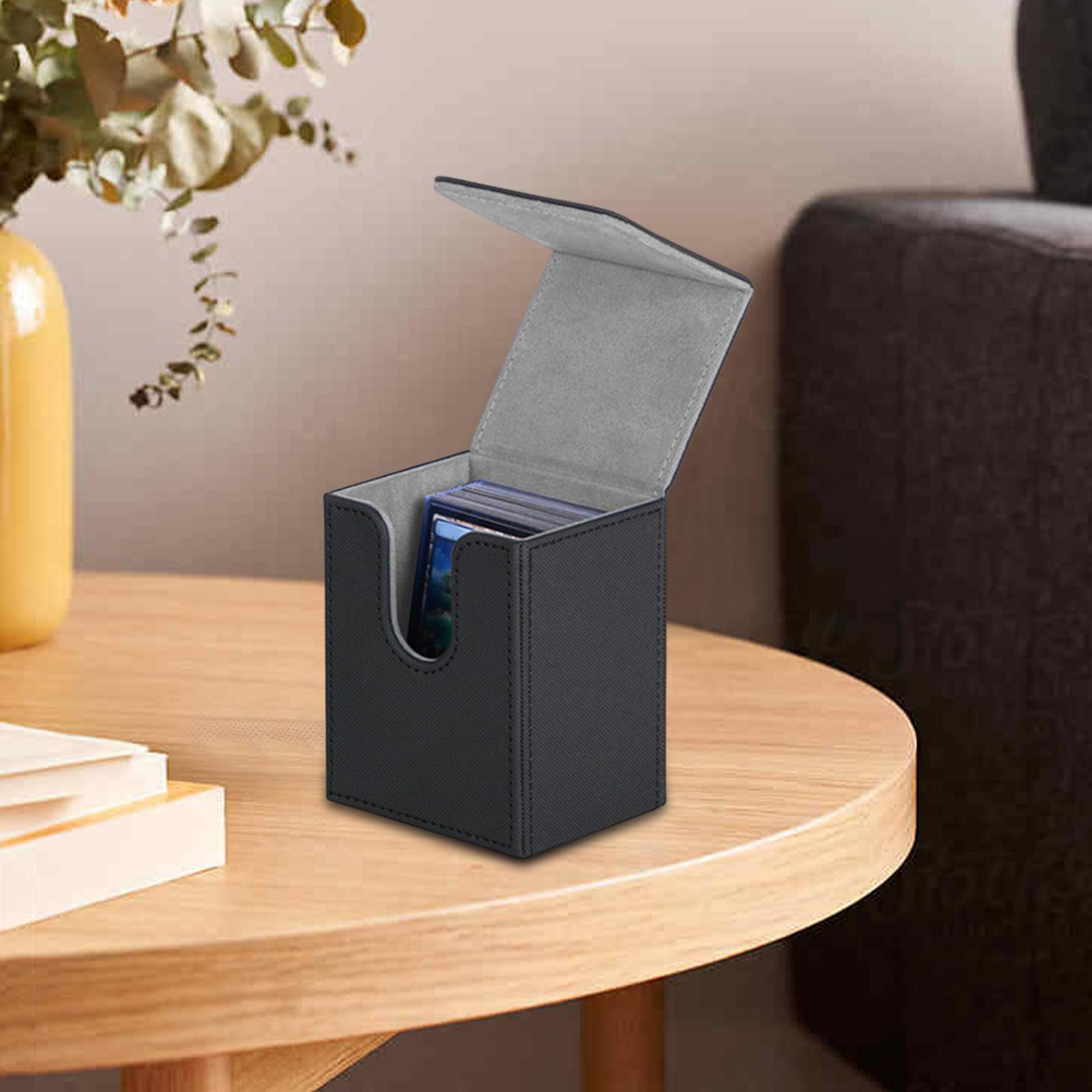 Card Game Flip Deck Box Storage 80 Cards Premium 80x70x103mm Black