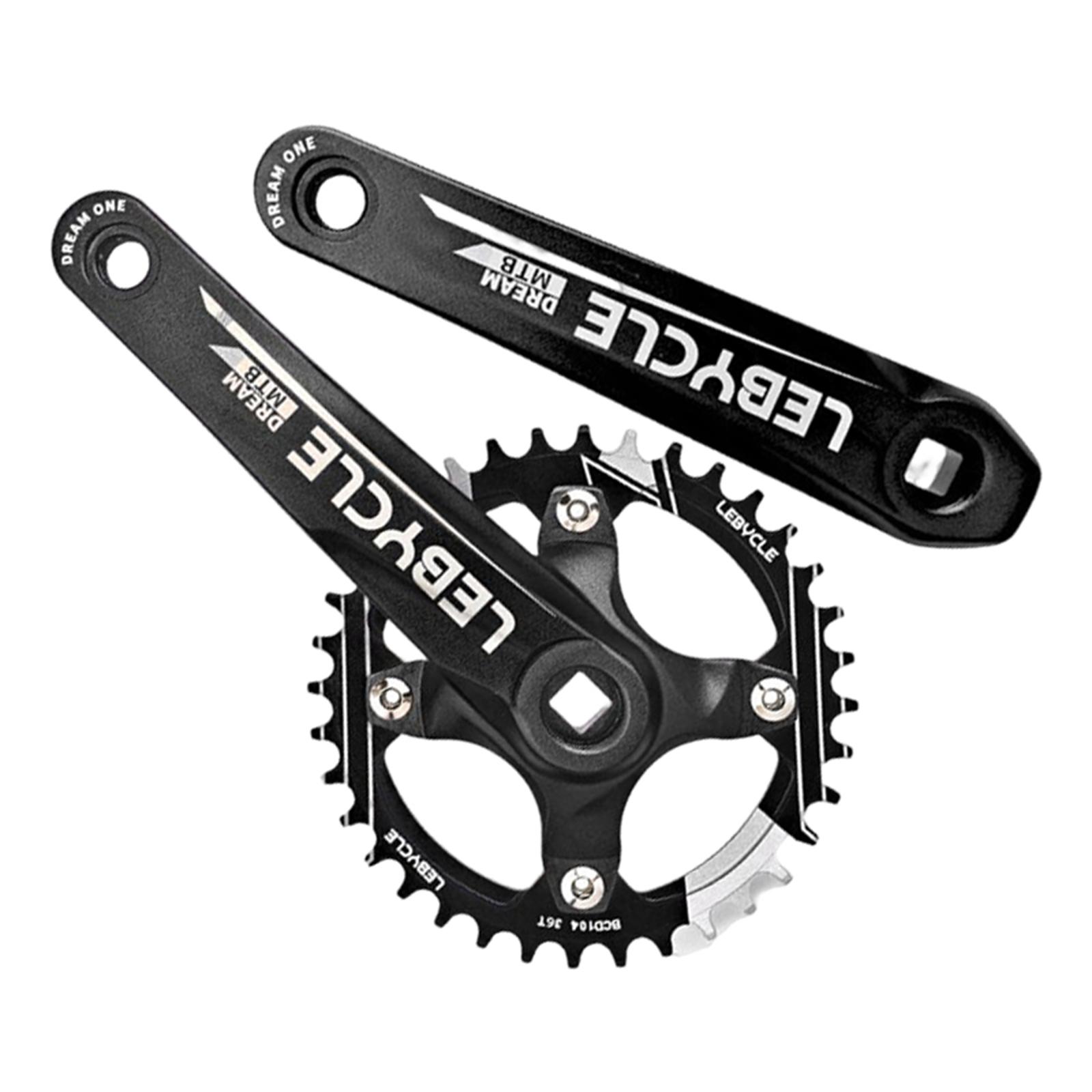 Mountain Bike Crankset 170mm Square Taper Aluminum Alloy Black Crankset 36T