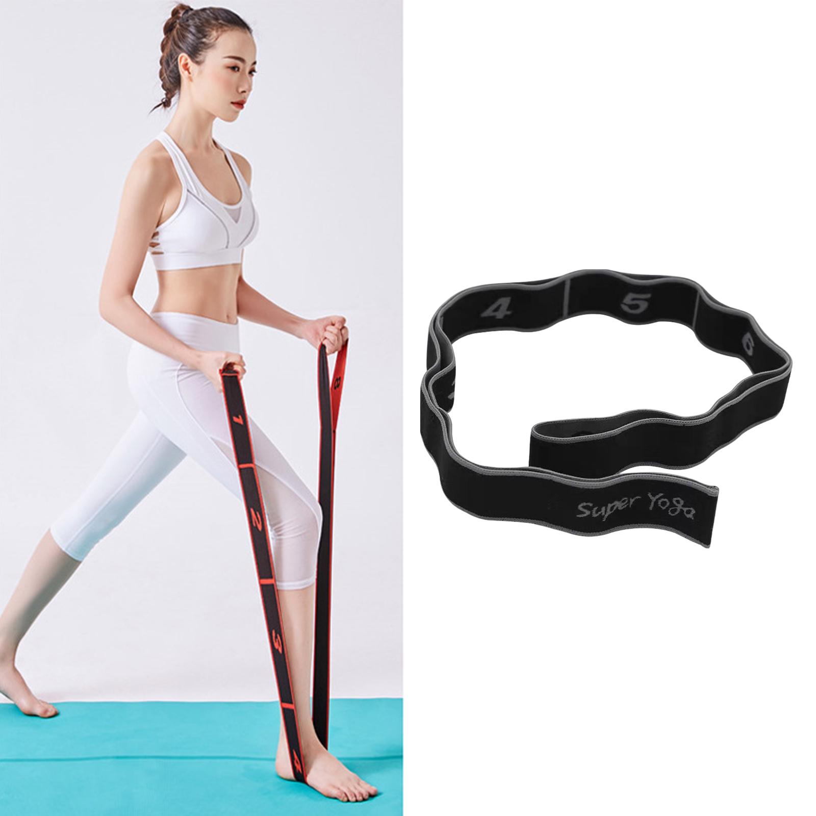 Yoga Stretching Strap with Loops Sports Elastic Band Foot Train Gray