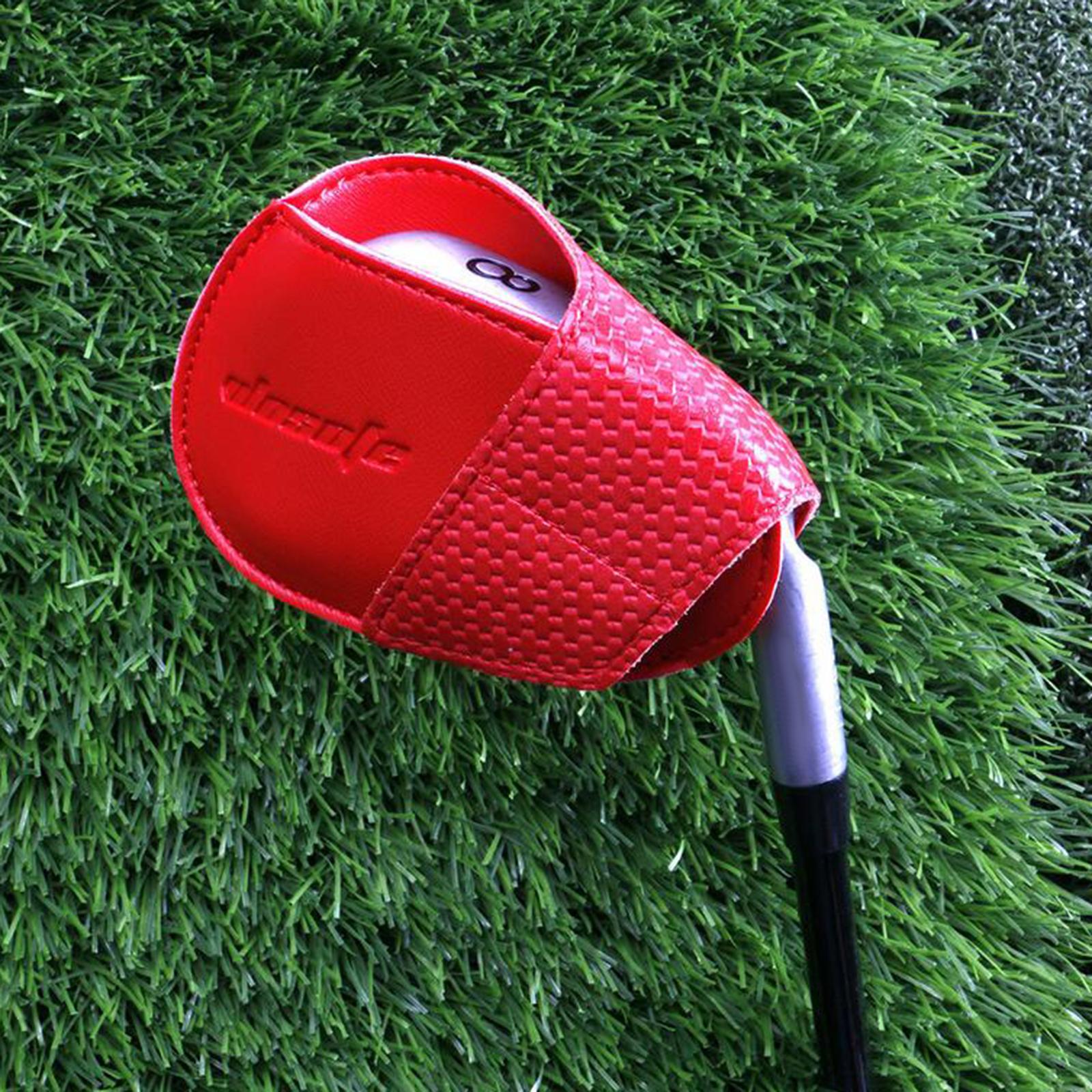Golf Head Covers PU Portable Protector for Athlete Travel Golf Training Red Small
