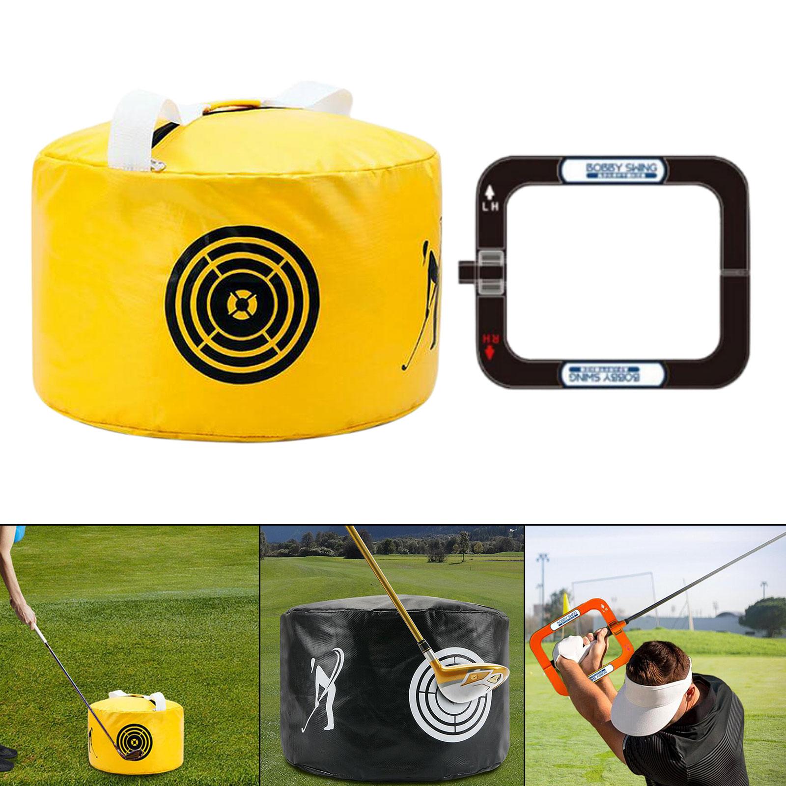 Golf Swing Trainer Set Hitting Bag Outdoor Durable Waterproof for Beginner black and yellow