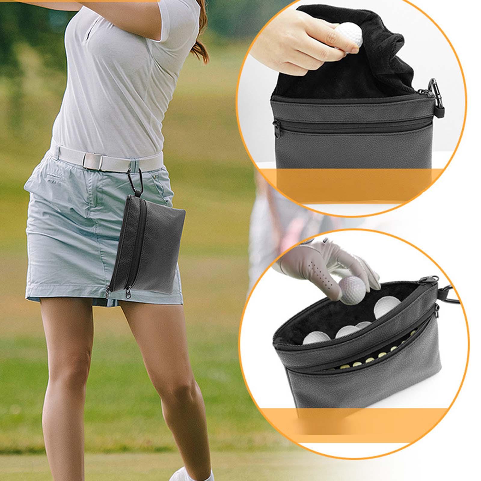 Golf Ball Waist Bag Mini Fanny Pack PU Storage Bag Golf Training Accessories