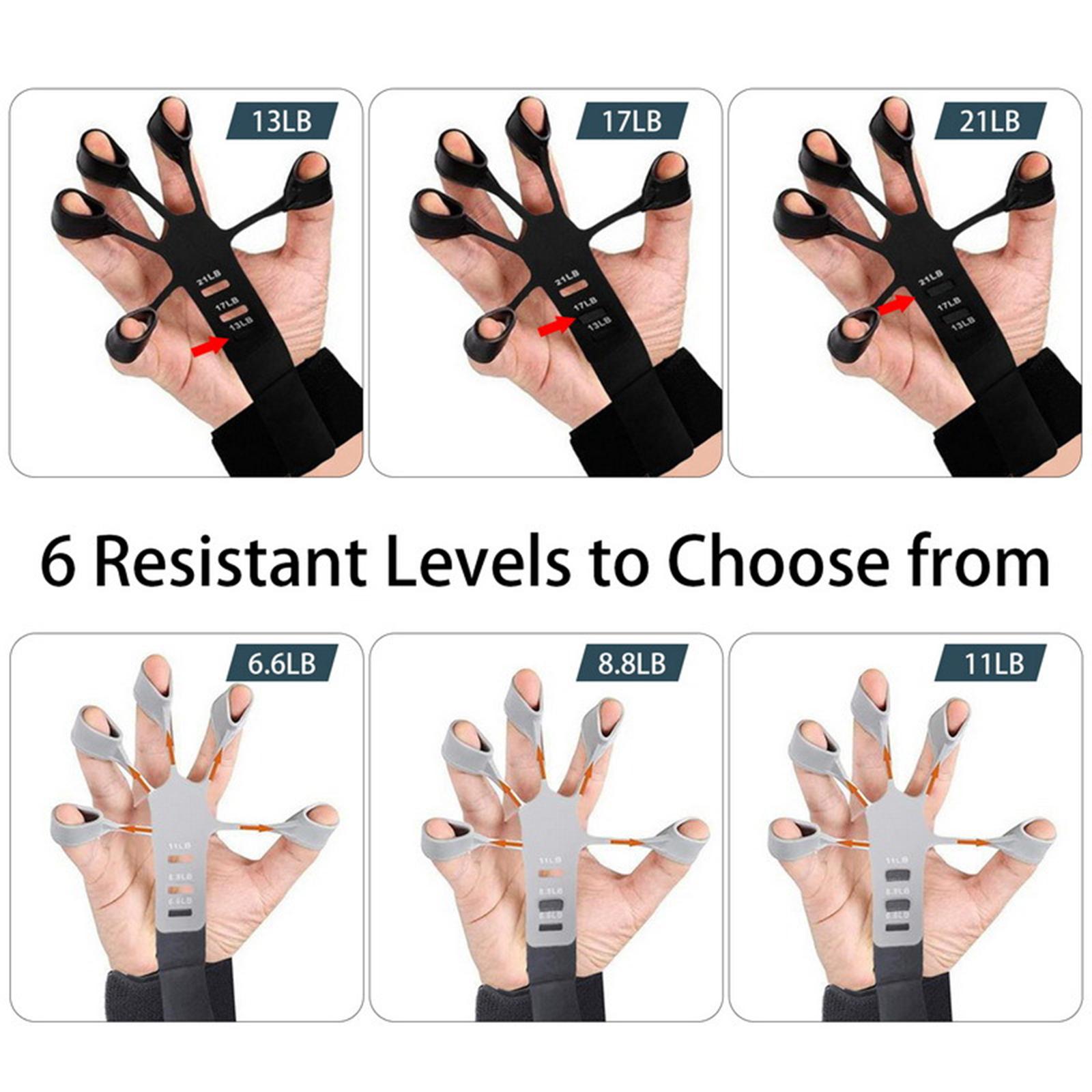 2xFinger Exerciser Stretcher Women Men Exercise Trainer Hand Grip Strengthener Black