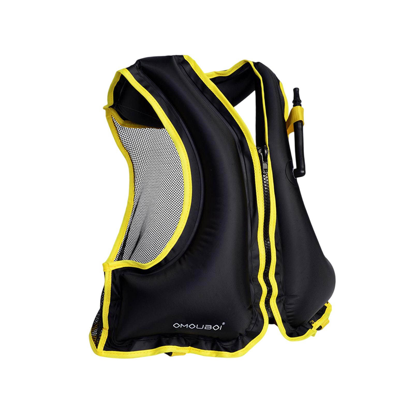 Life Jacket 20inchx23inch Outdoor Floating Vest for Swimming Rowing Kayaking Black