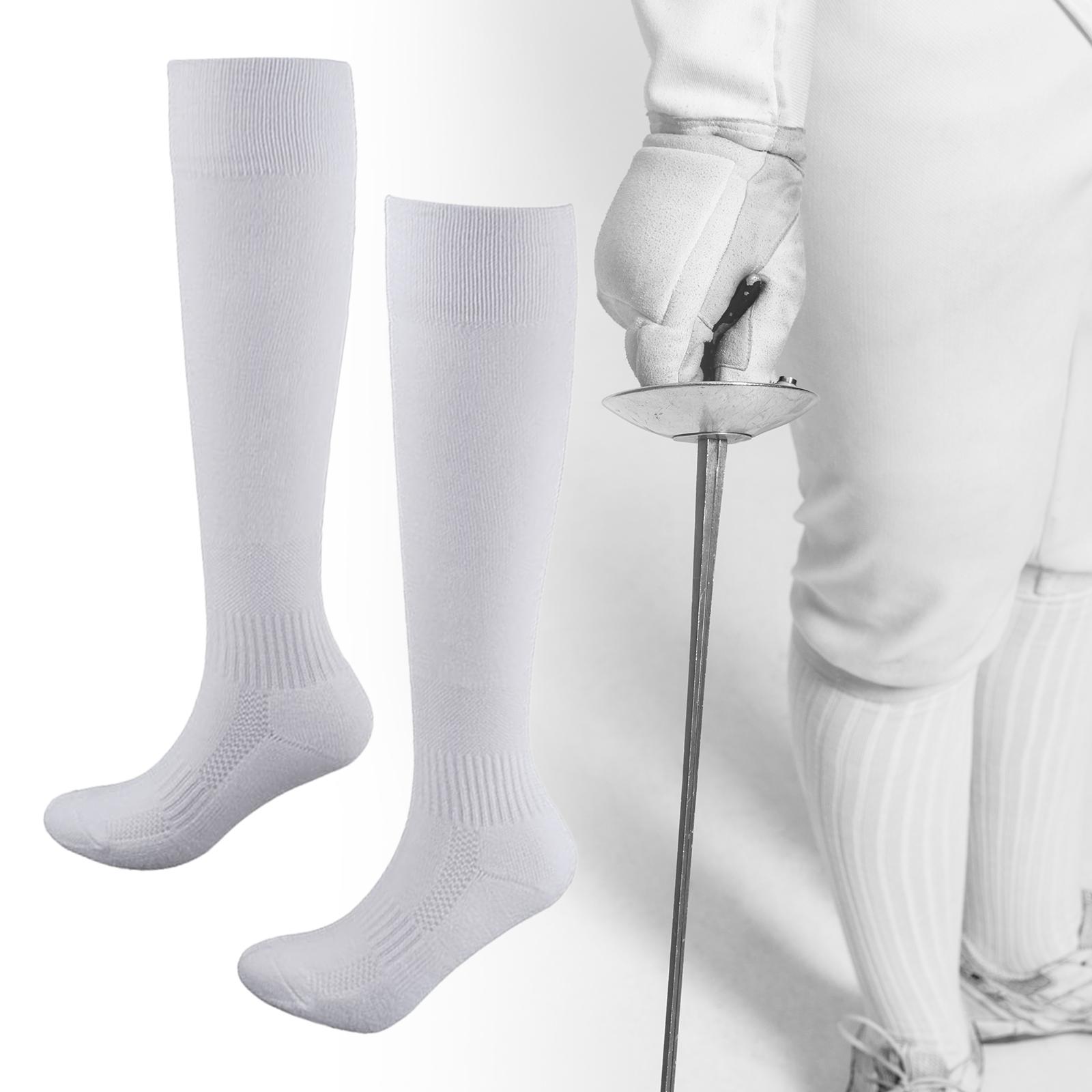 Fencing Socks Unisex Stretchy Unisex Fencing Stockings for Girls Adult M White 