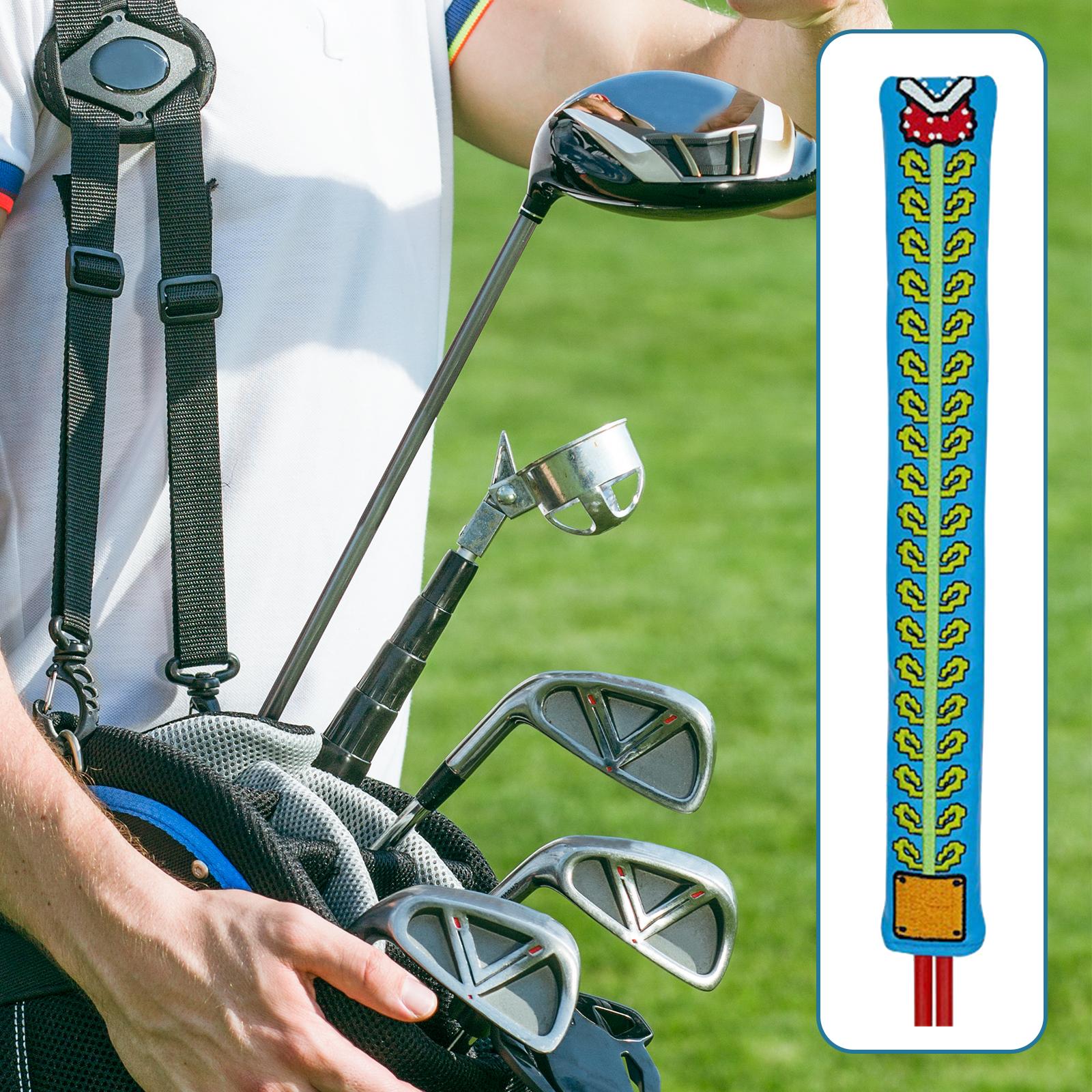 Golf Alignment Stick Cover Double Sided Embroidered Premium Protective Cover Blue