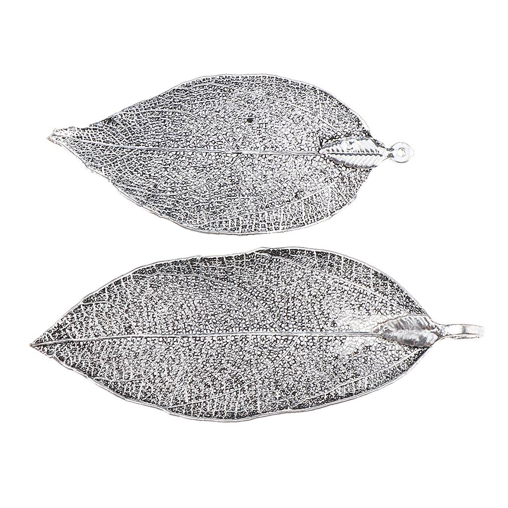 Electroplated Copper Natural Filigree Leaf Charms DIY Crafts Metallic Black