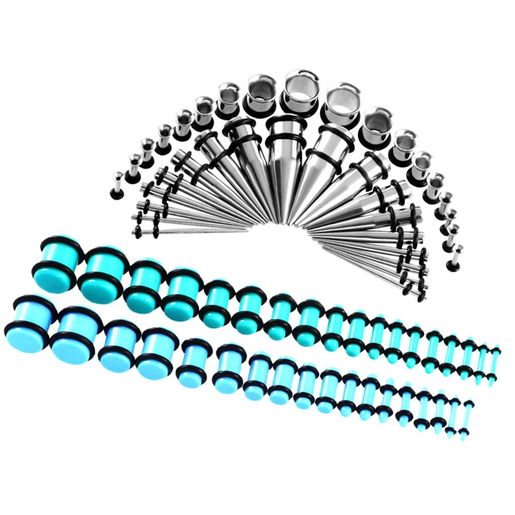 72Pcs Acrylic Plugs Stainless Steel Tapers 14G-00G Ear Stretching Piercing 2