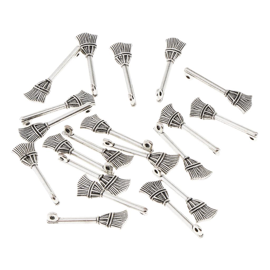 20 Pieces Stainless Steel Pendant Loose Beads Findings Spacer Broom