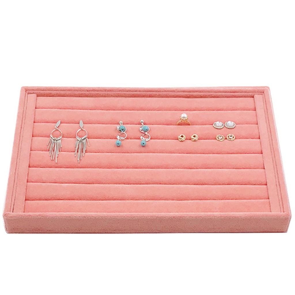 2xRing Earrings Necklace Jewelry Display Organizer Box Tray Plain Bar 