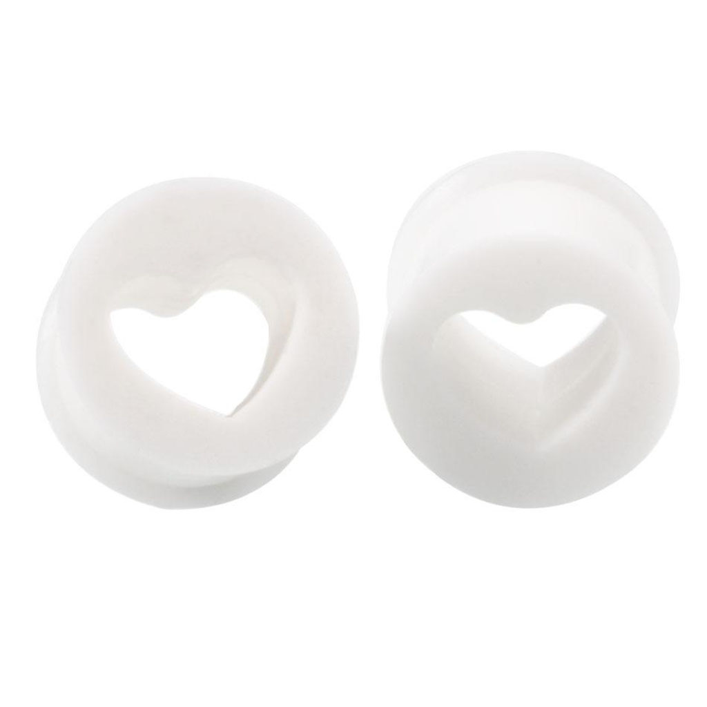 2Pcs Silicone Ear Gauges Double Flared Tunnels Stretchers  10mm White