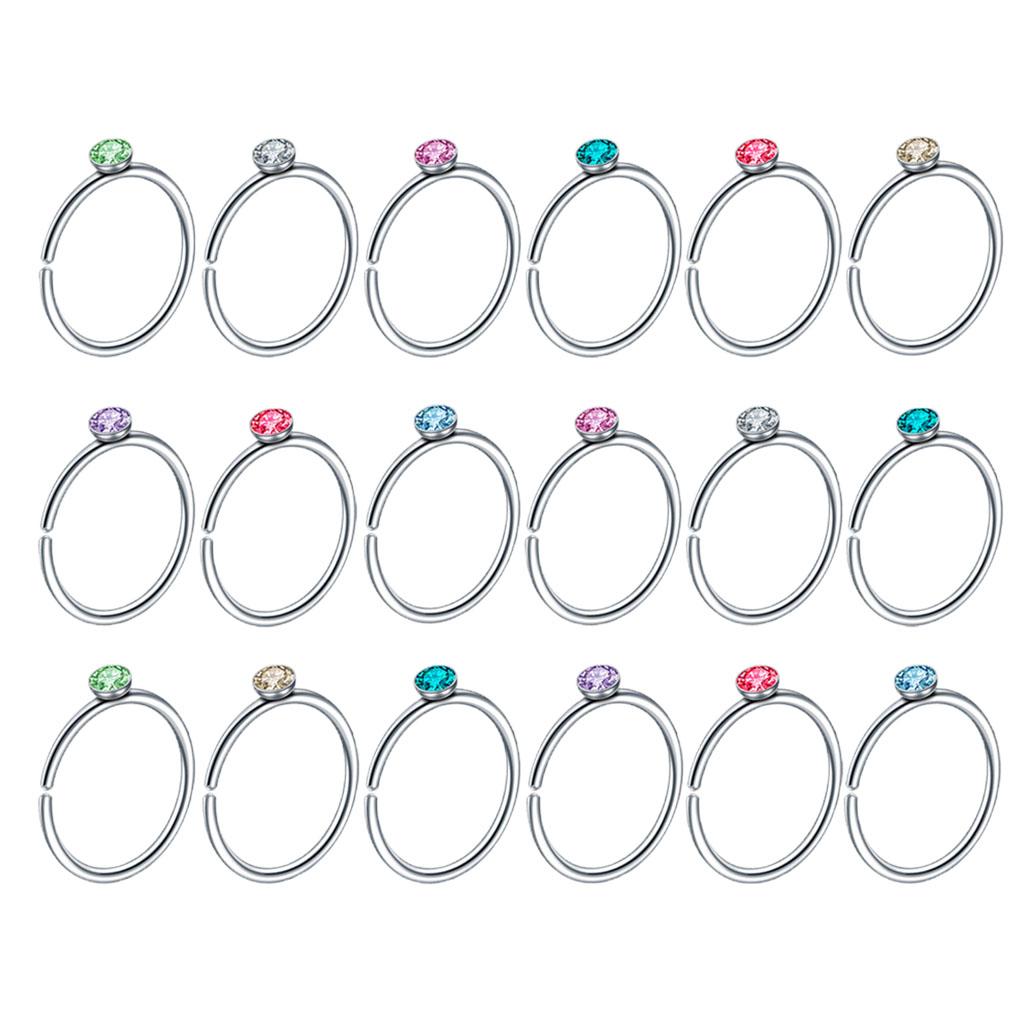 Stainless Steel Nose Ring  Hoop for Women Girls  18pcs-Nose Rings