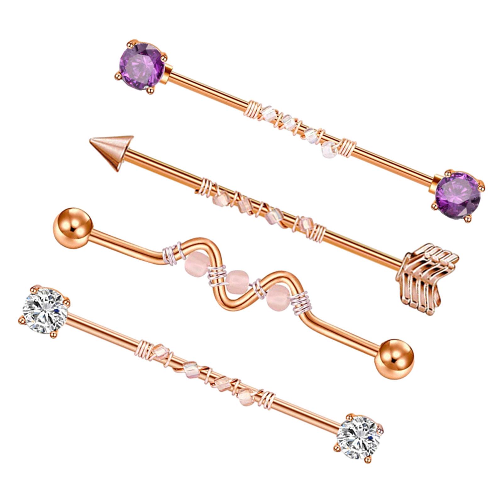 Industrial Barbell Earrings 4Pcs