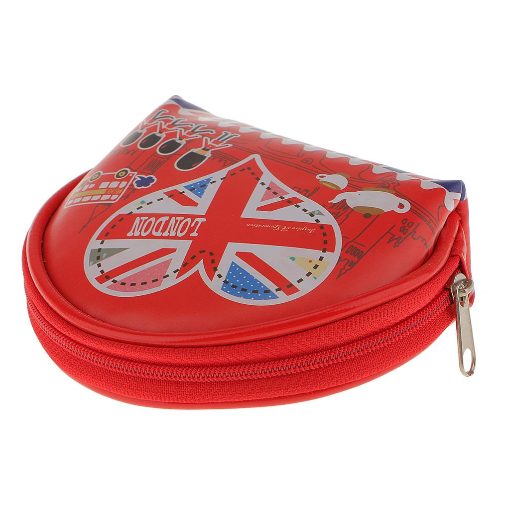  Semicircle Zipped Coin Purse/Wallet Mini Cosmetic Bag - Love London Red