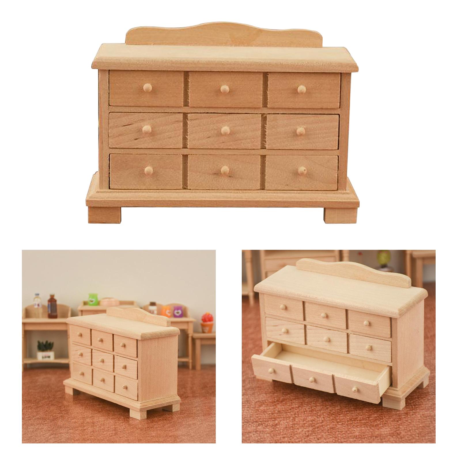 1/12 Scale Doll House Miniature Wood TV Cabinet Furniture Scenery Accs