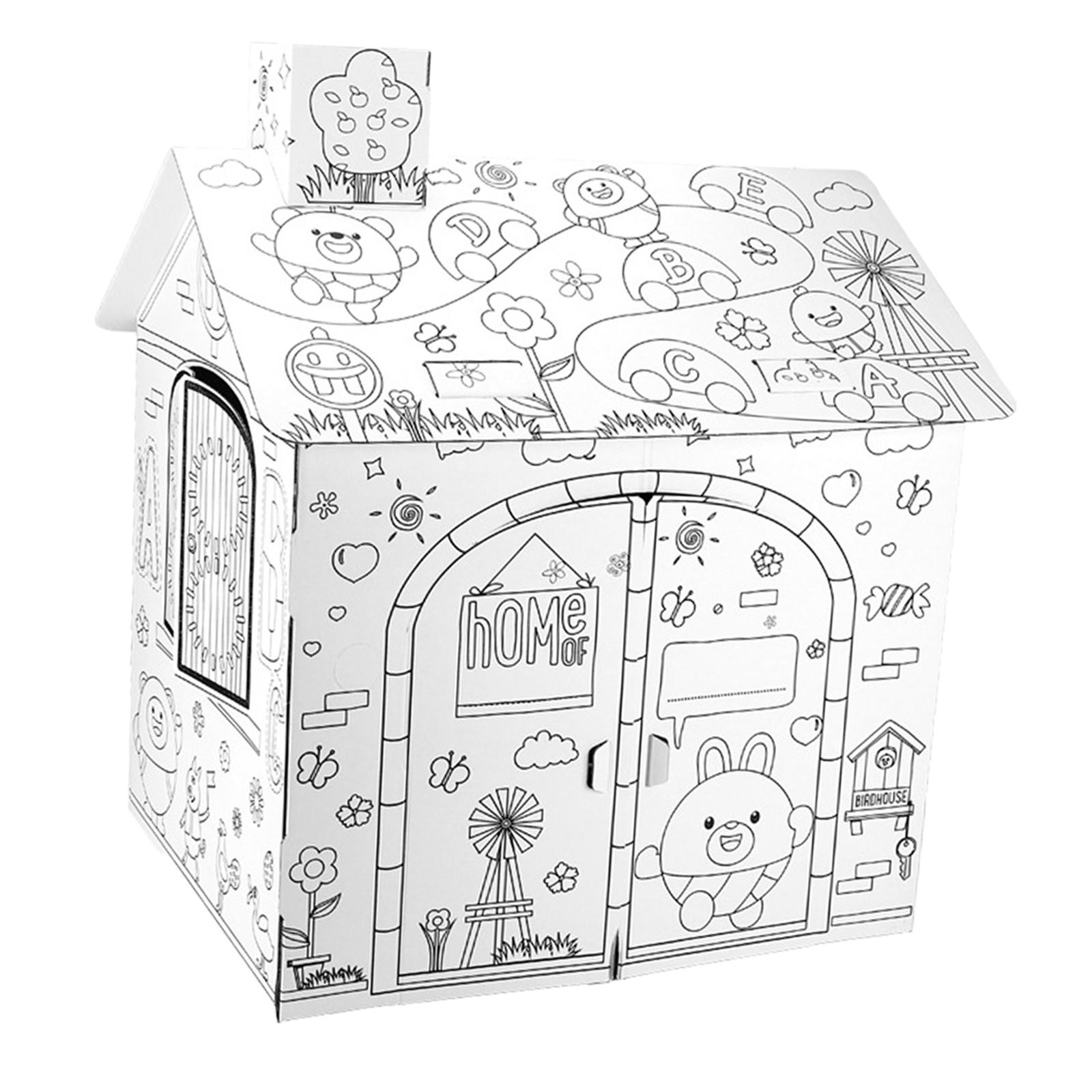 DIY Cardboard Playhouse Drawing Painting Toys for Party Gifts