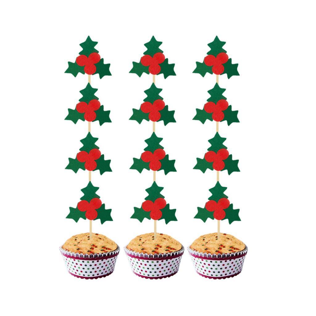 12 Pieces Christmas Santa Hat Cupcake Toppers Party Fruits ...