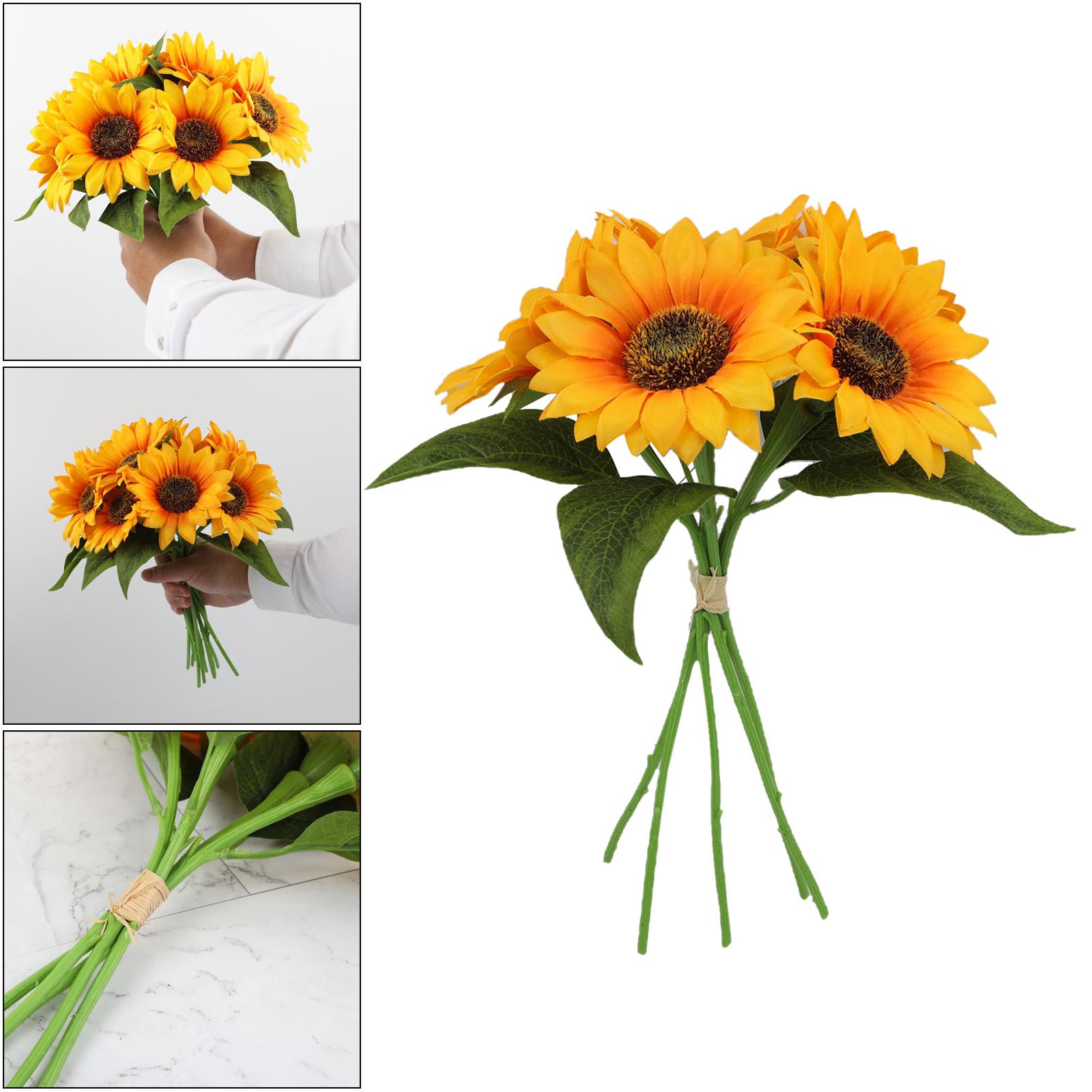 Artificial Sunflowers Bundles Fake Silk Flowers Bouquets Fuax Floral