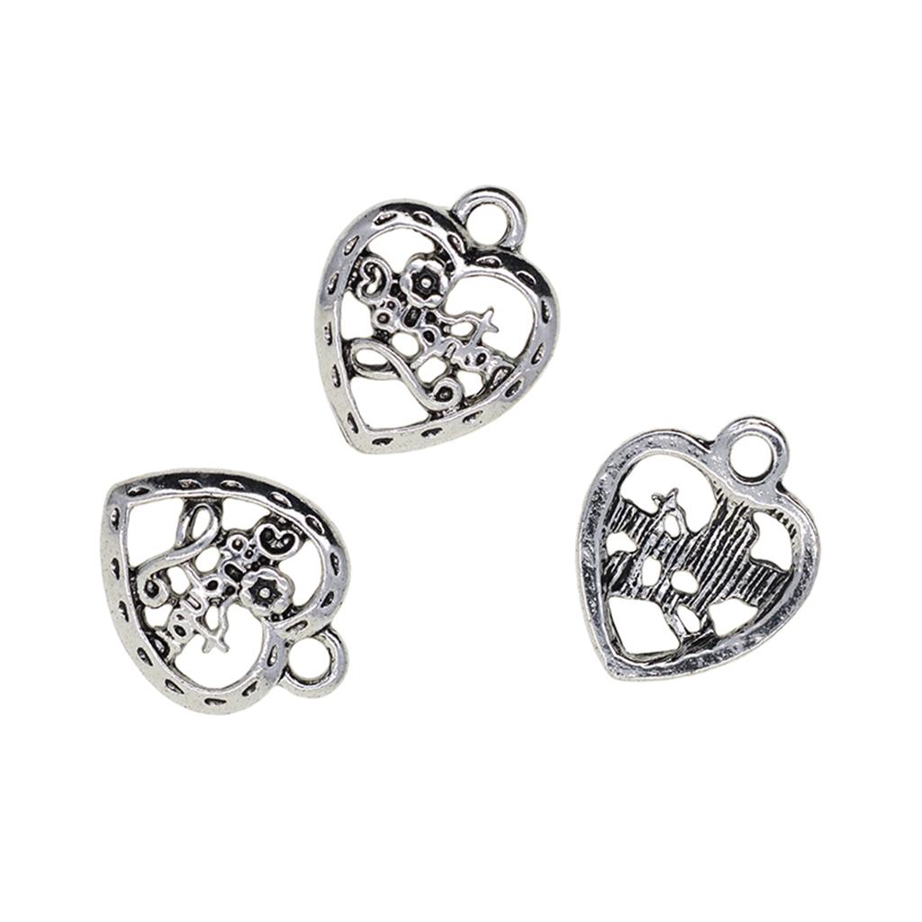 50pcs Filigree Heart DIY Charm Jewelry Pendant Beads Craft