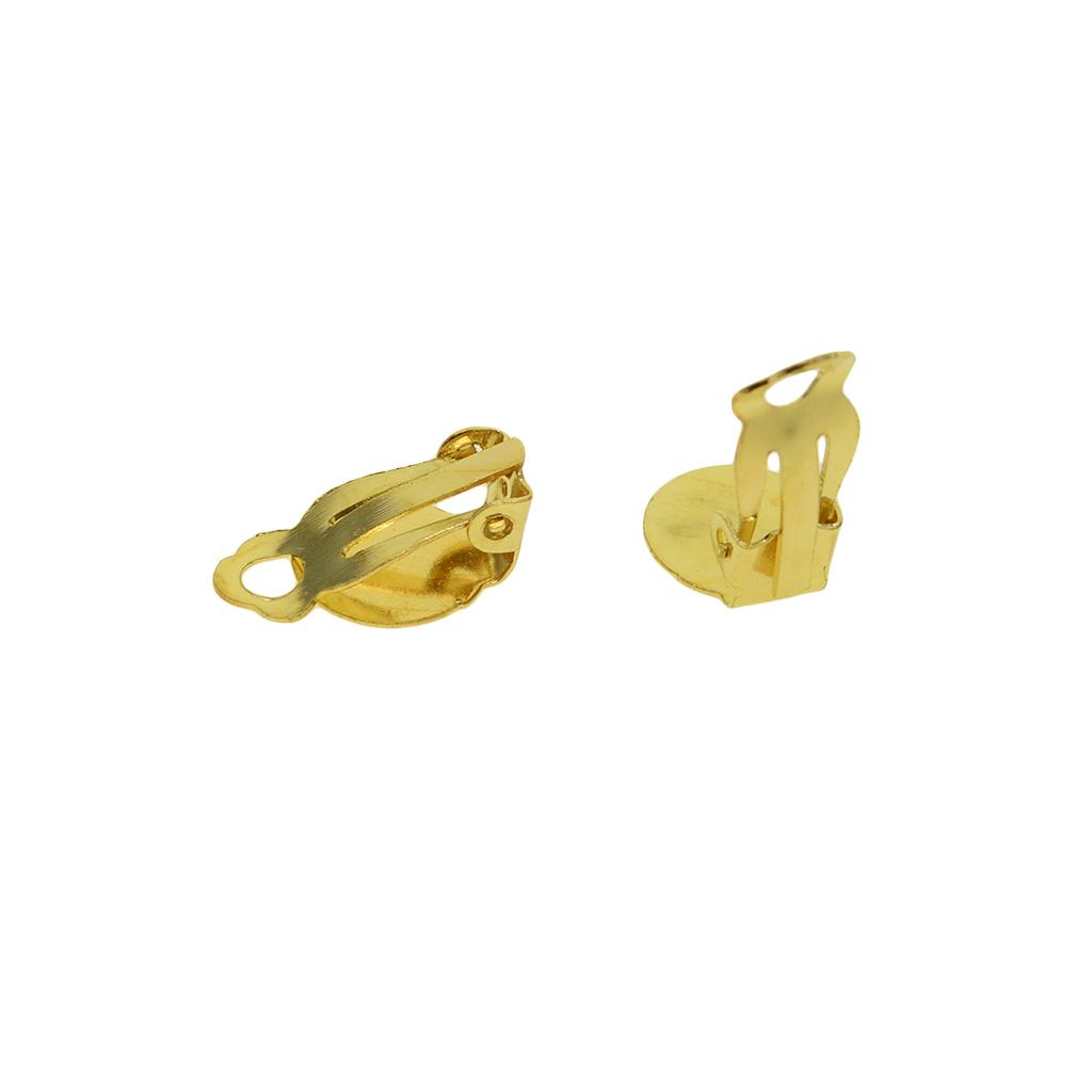 100 PCS Clip-on Earring Findings Pad Base Flat Back Round Tray Blank Setting No Need Ear Pierced Non Piercing Jewelry Accessories Golden