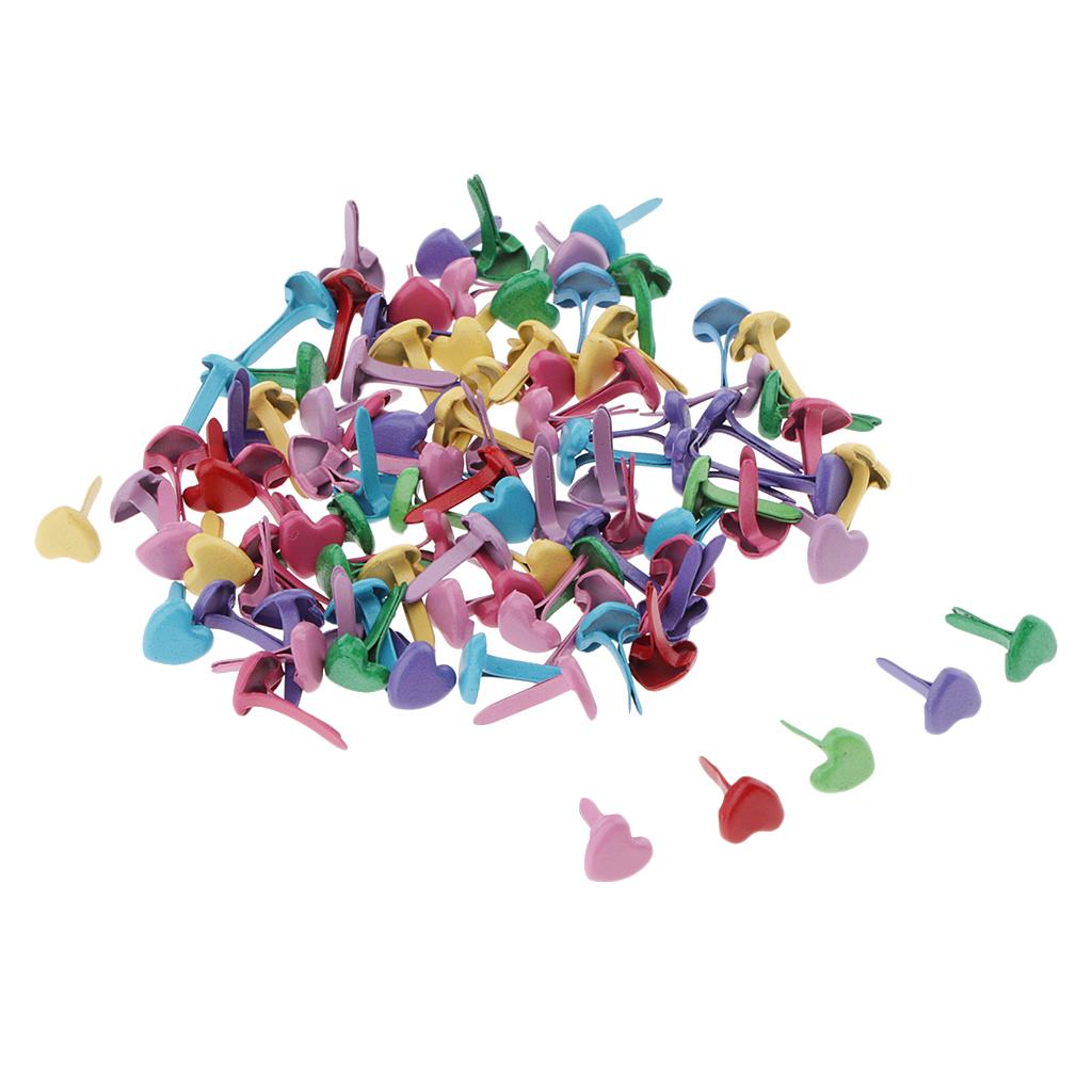 Metal Heart Head Brads 50/100 Pieces