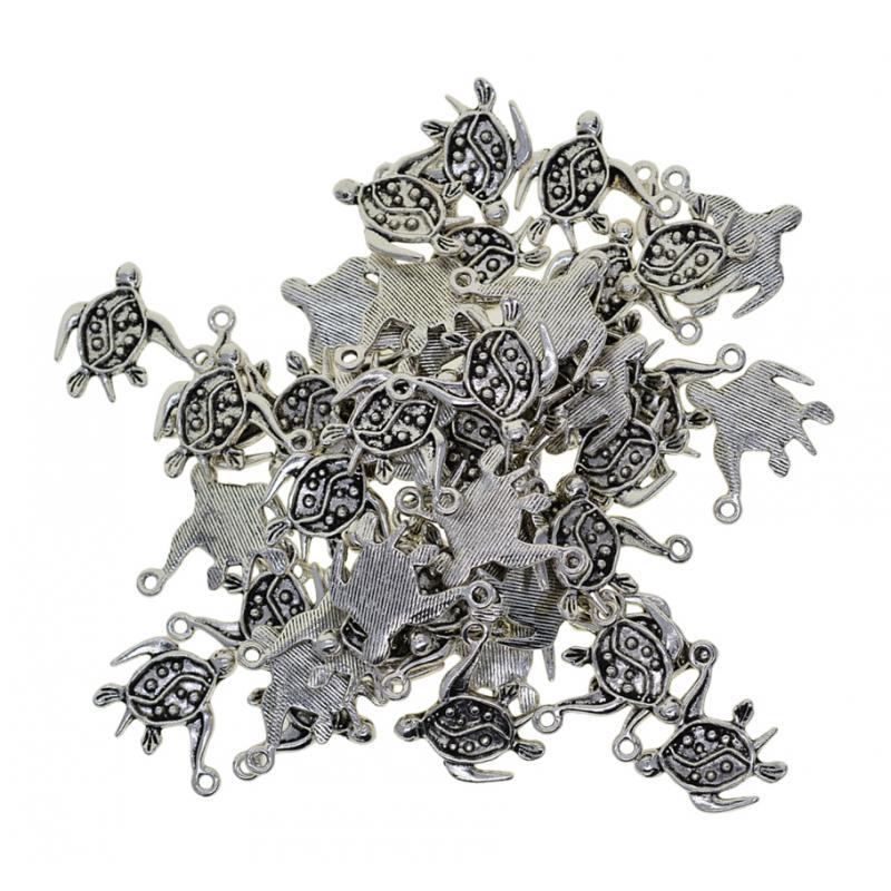 50pcs Tibetan Silver turtle tortoise charms pendants Jewelry Making DIY 