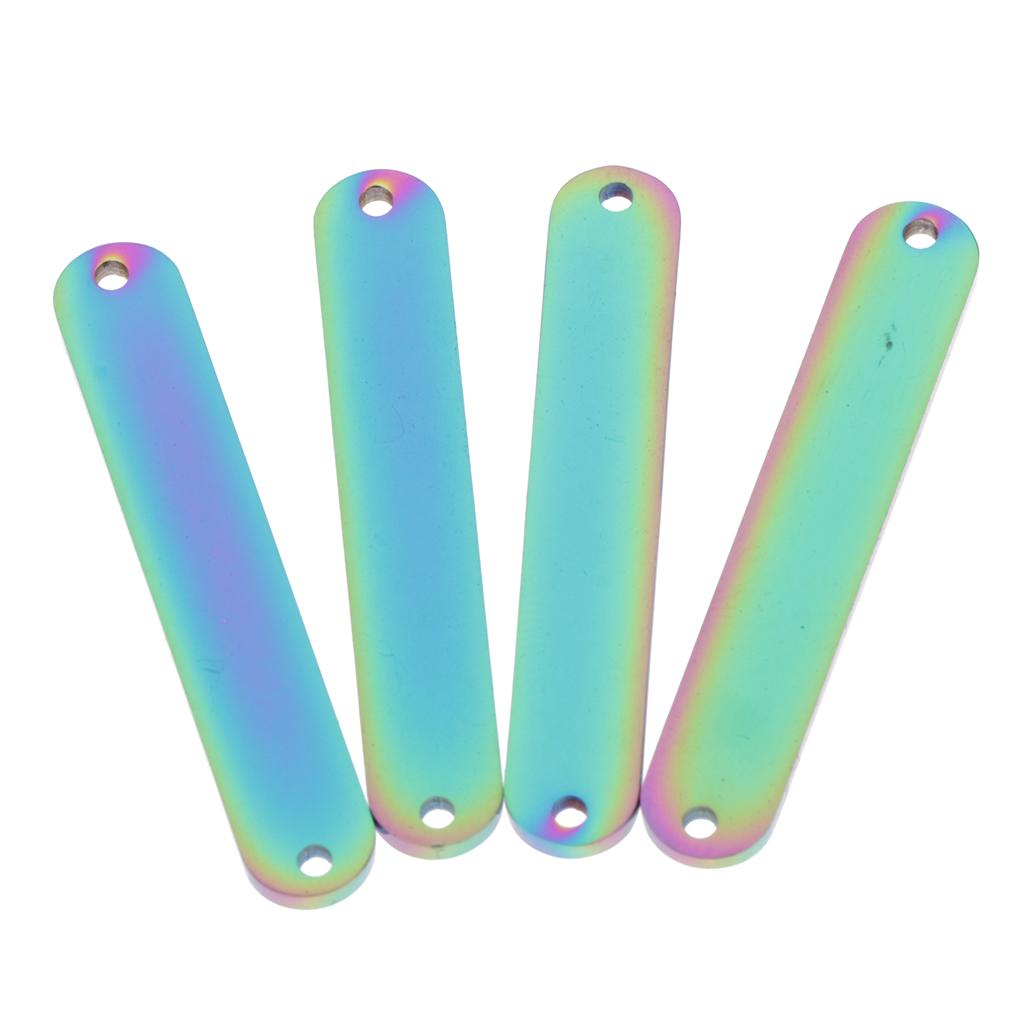 4pcs oval double hole long bar jewelry making connector pendants  Rainbow