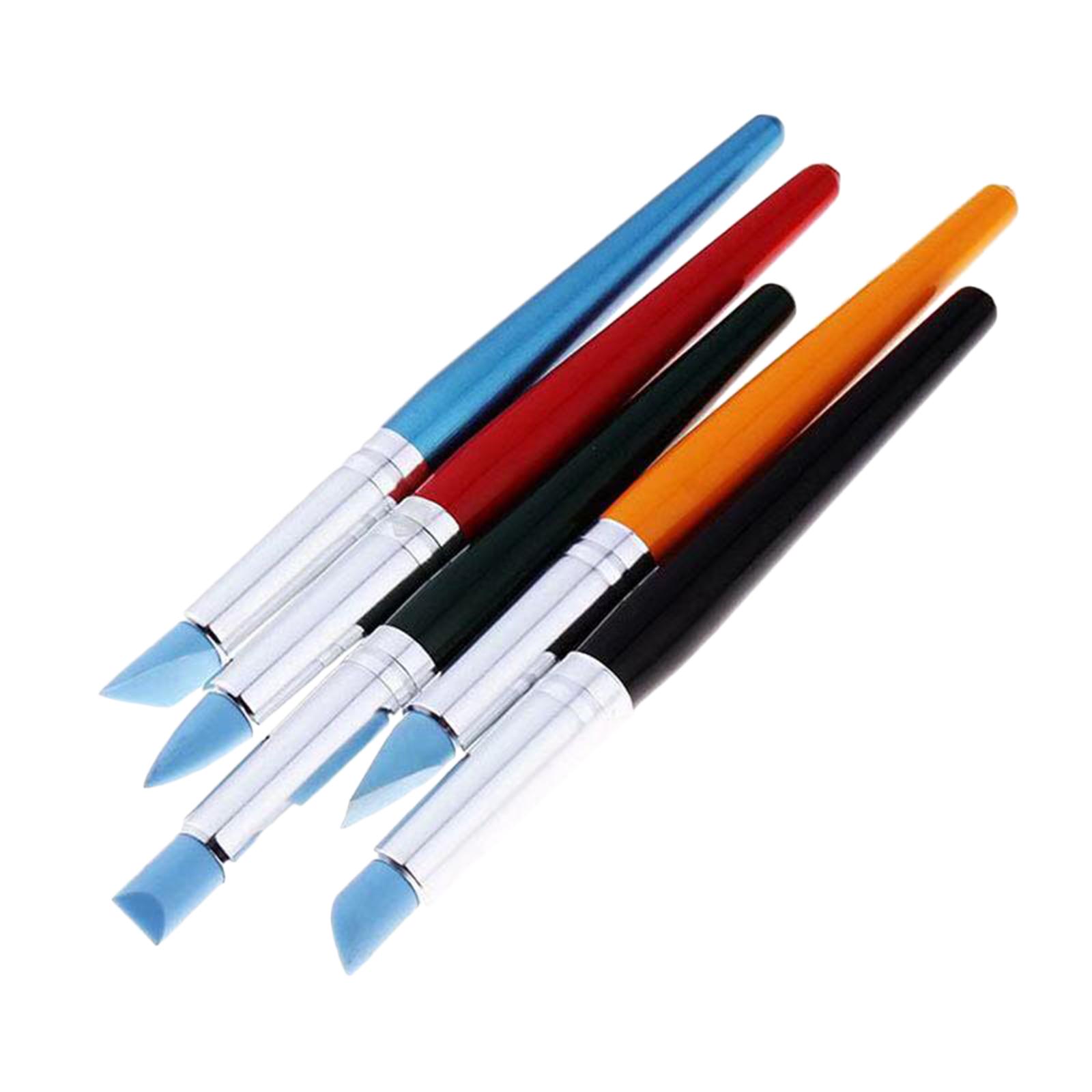 3x5 PC Silicone Clay Sculpting Tool Pen Brush Modeling Dotting Pottery Tools