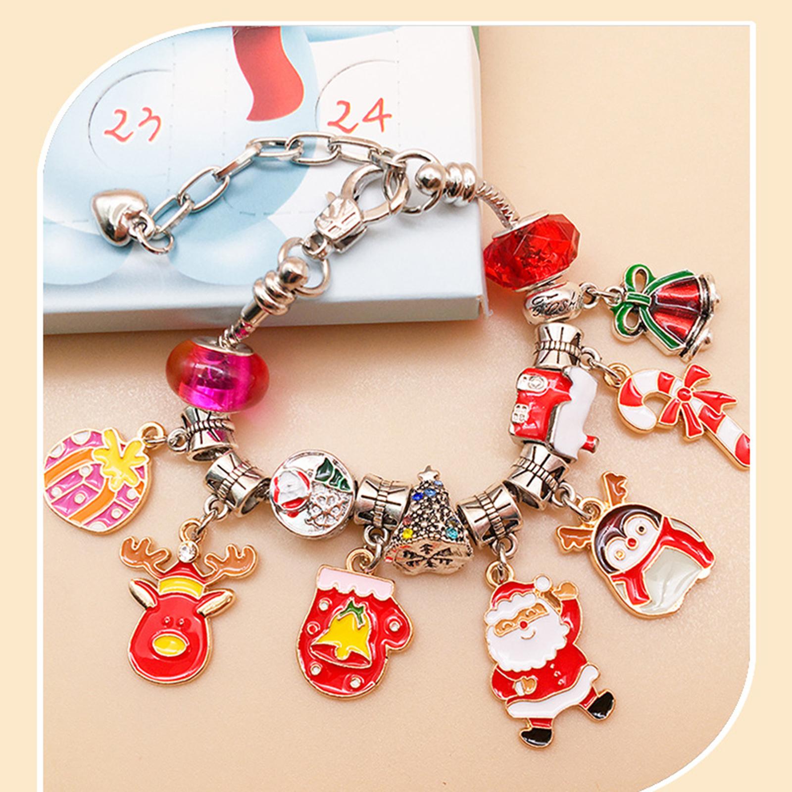 Christmas Beaded Bracelet Charm Bracelet Making Kit for New Year Present