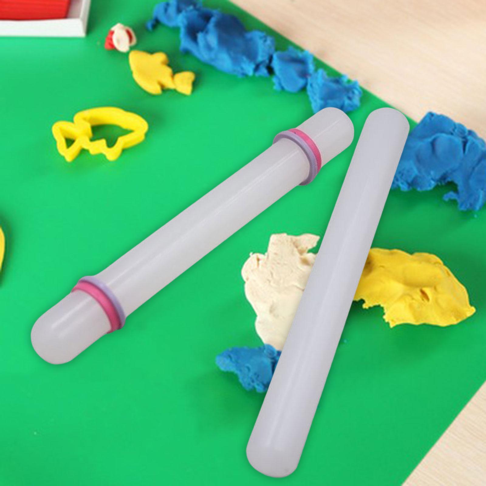 2 Pieces Clay Rolling Pin Manual Lightweight Soft DIY Clay Roller
