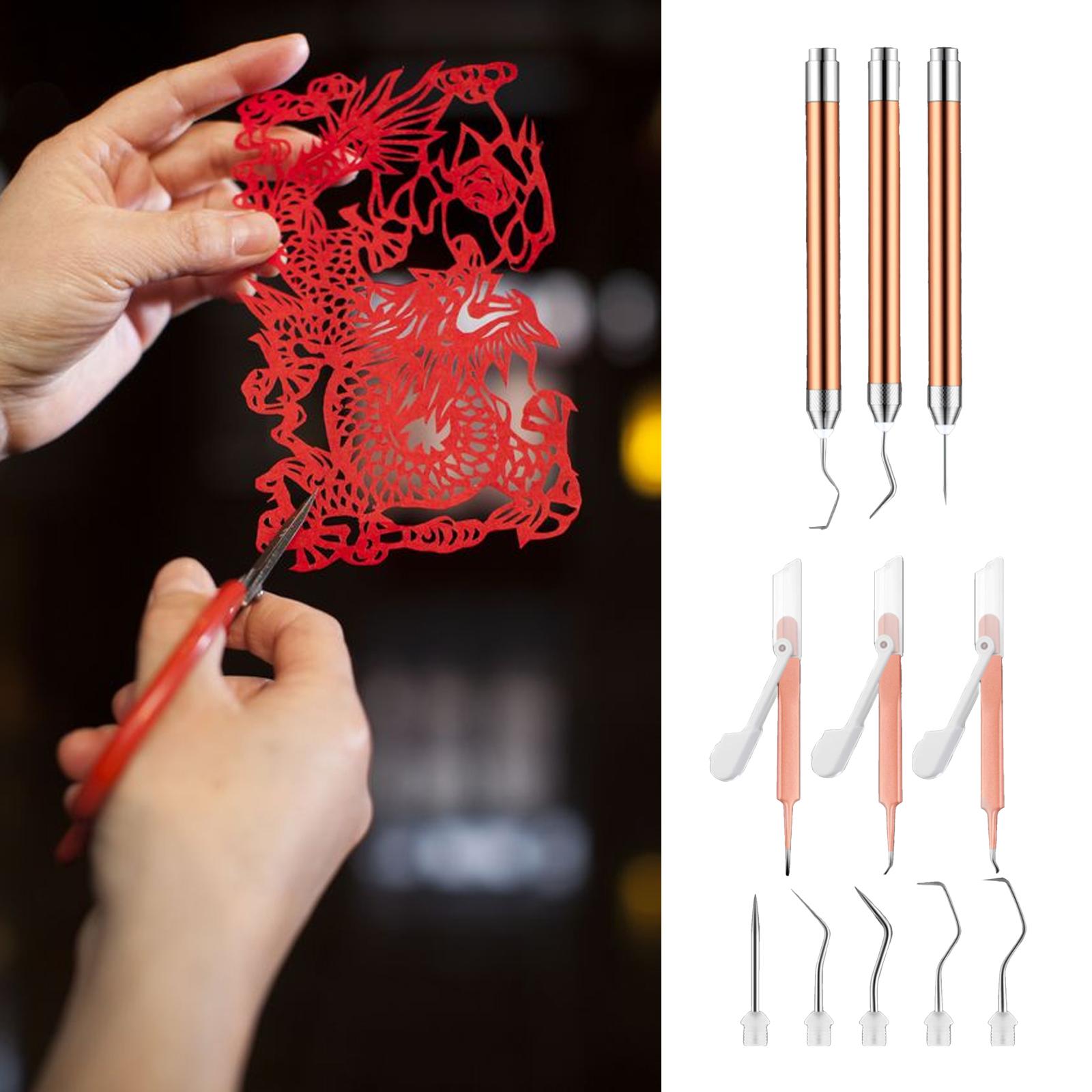 6x Weeding Tool with Light Straight Needles Silhouettes Precision Tweezers