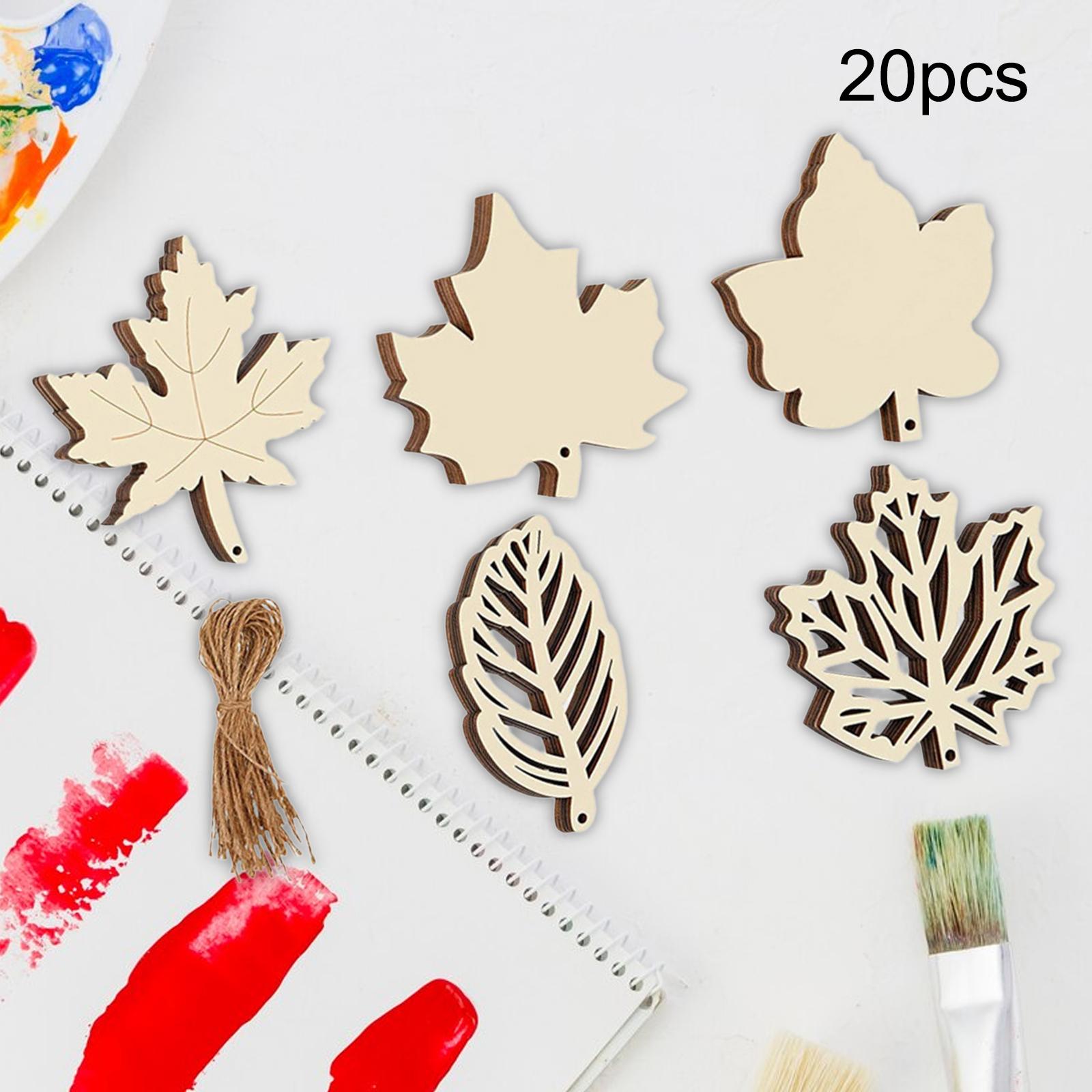 20Pcs Leaves Shaped Wood Slices Hanging Signs Wooden Slices Harvest Festival