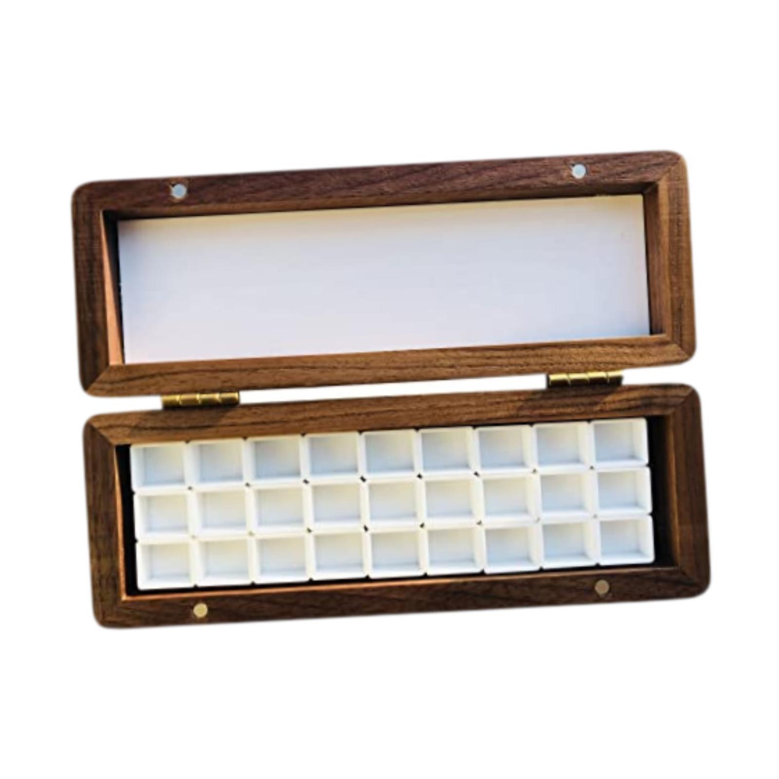 Watercolor Paint Box 27 Grids Walnut
