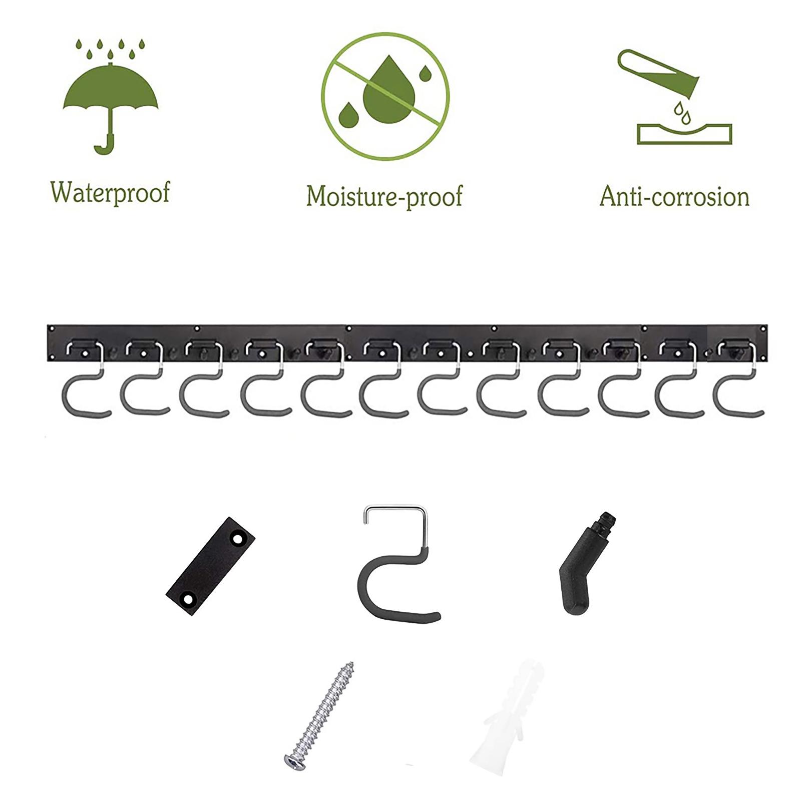 Garden Tool Organizer Wall Mount Durable Steel Adjustable for Shed 48in