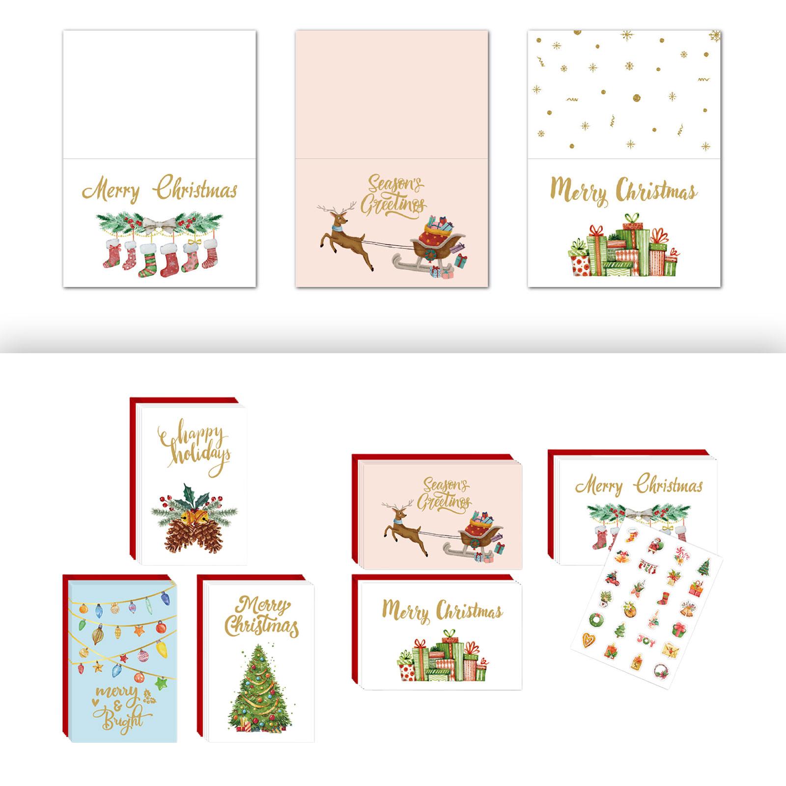 24Pcs Holiday Cards with Envelopes Bronzing Seasonal Greeting Cards New Year