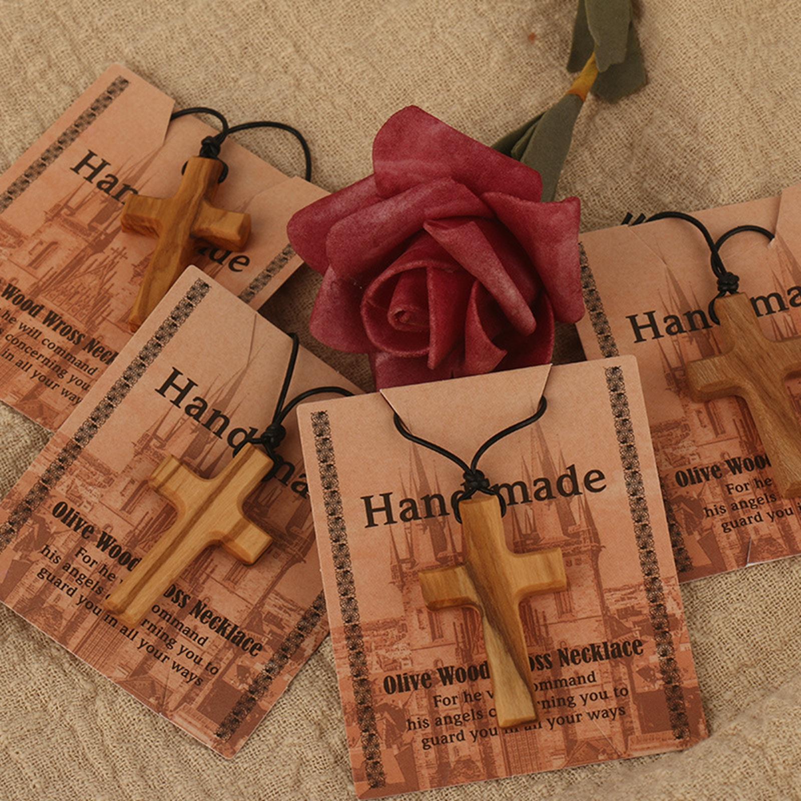 3xWood Cross Necklace Creative with Lanyard for Christmas Anniversary Birthday