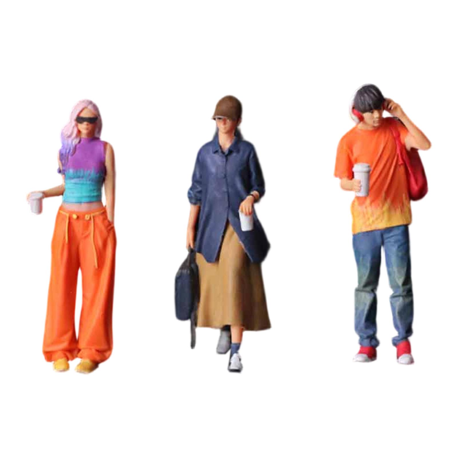 1:64 Hand Painted Resin Figures Set for DIY Scene Photography Props Ornament