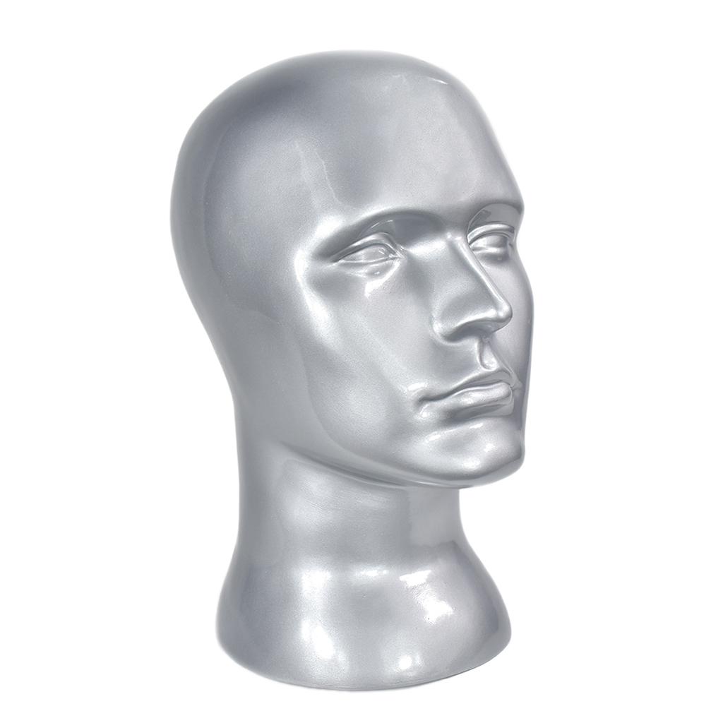 PVC Male Mannequin Head Model Hat Wig Display Stand Rack Holder Silver