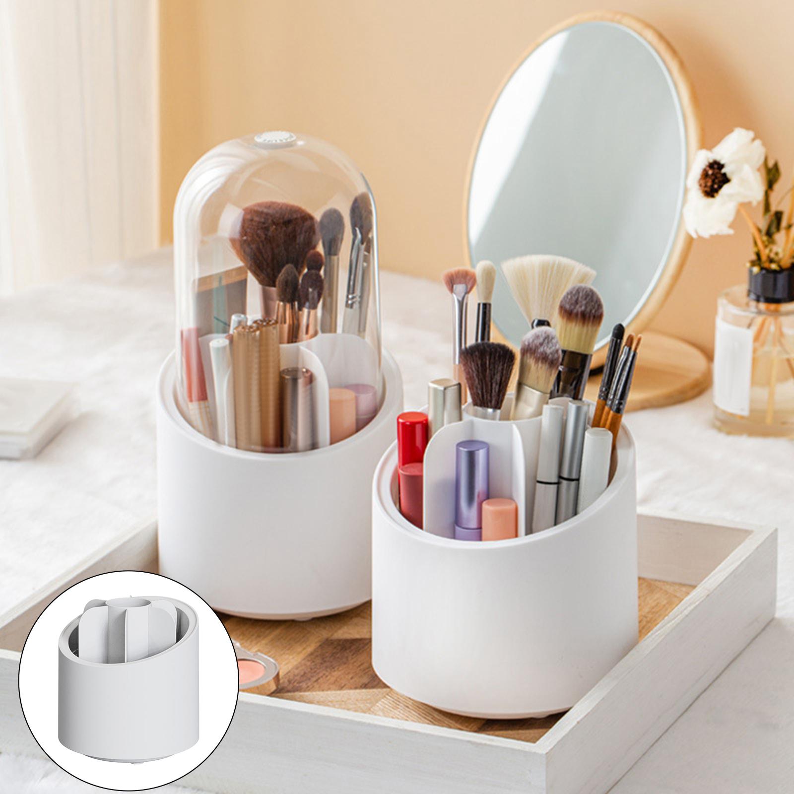 360 Degree Rotating Makeup Brush Holder Lipsticks Cosmetic   White no Lid