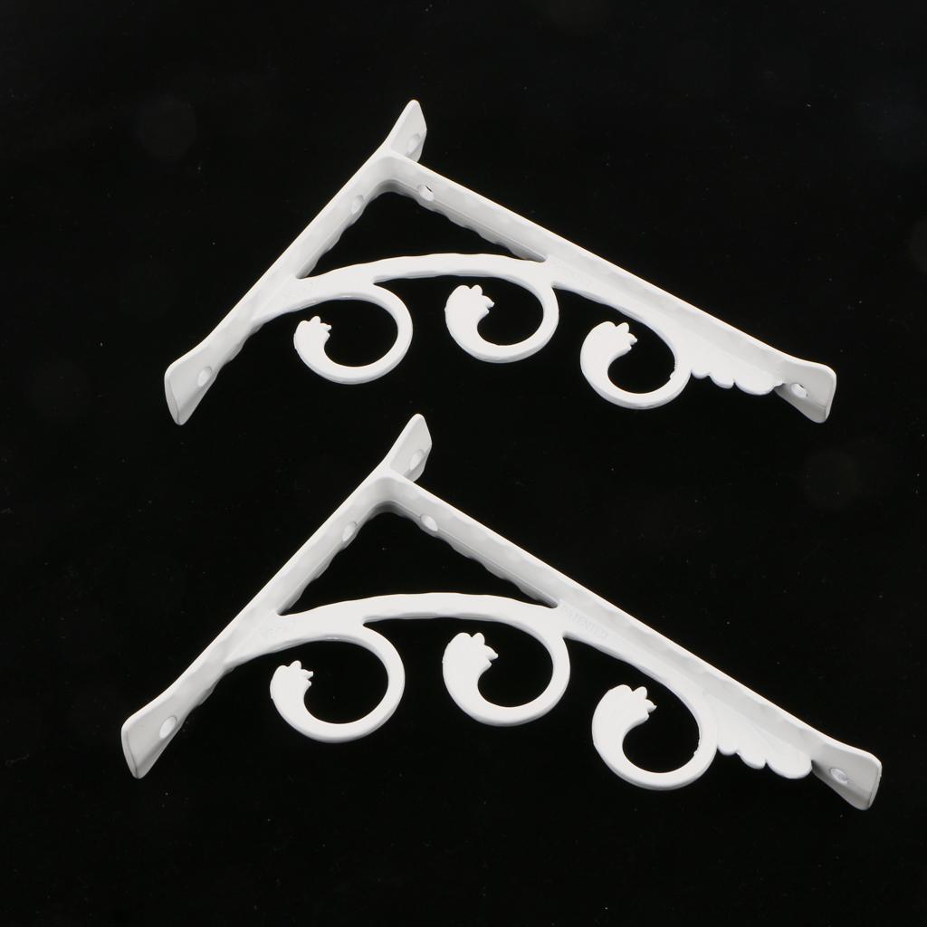 4x2Pcs L Shaped Wall Mounted Shelf Bracket Metal Hanging Holder White 15x20cm