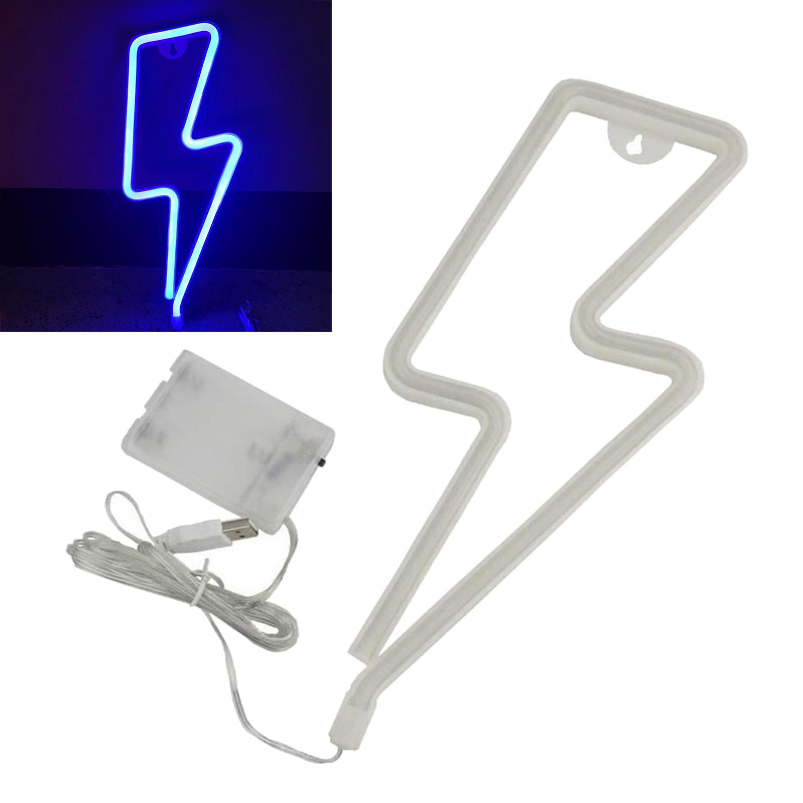 Lightning Neon Signs USB LED Night Light Wall Art Lights Blue